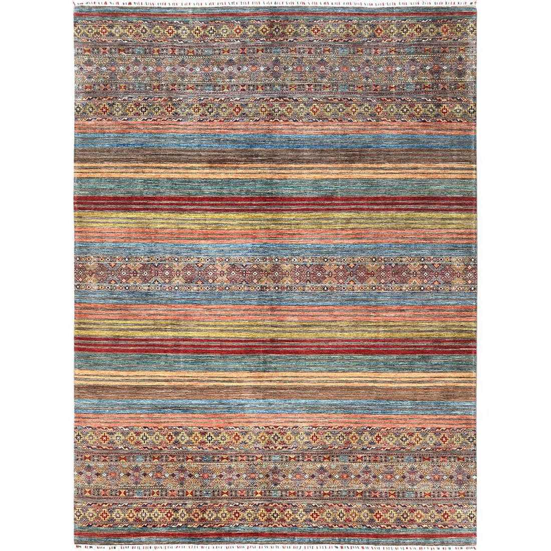 Rug 9'10"x13'2" Colorful Afghan Super Kazak Wool Hand Knotted Oriental: Rug 9'10"x13'2" Colorful Afghan Super Kazak Wool Hand Knotted Oriental Experience the rich cultural heritage of Afghanistan with this stunning 9'10"x13'2" Colorful Afghan Super Kazak Wool Hand