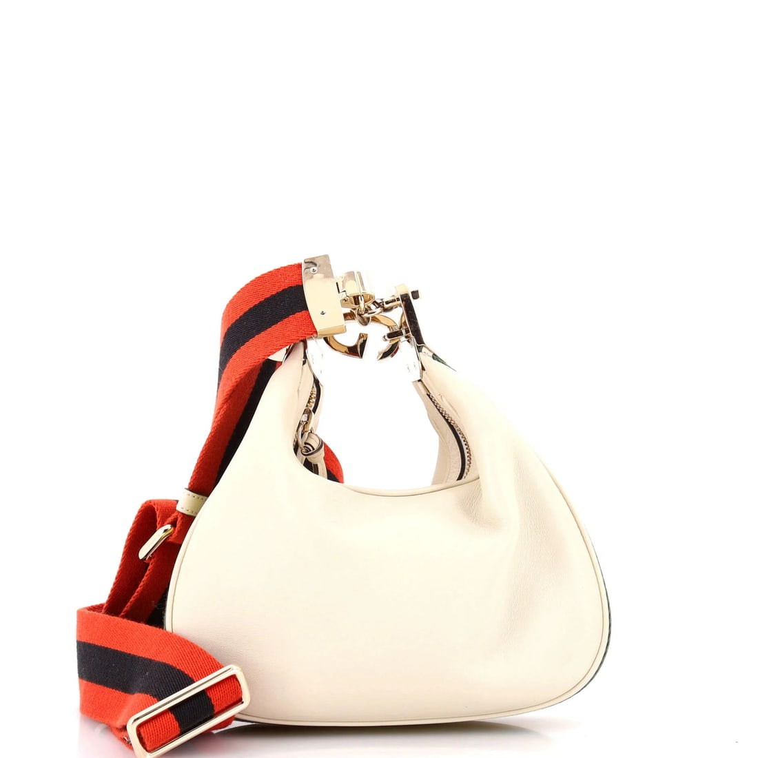 Gucci Small Leather Attache Shoulder Bag: Gucci Small Leather Attache Shoulder Bag A sleek and stylish Gucci Small Leather Attache Shoulder Bag, perfect for adding a touch of luxury to your everyday look. With its neutral white exterior,