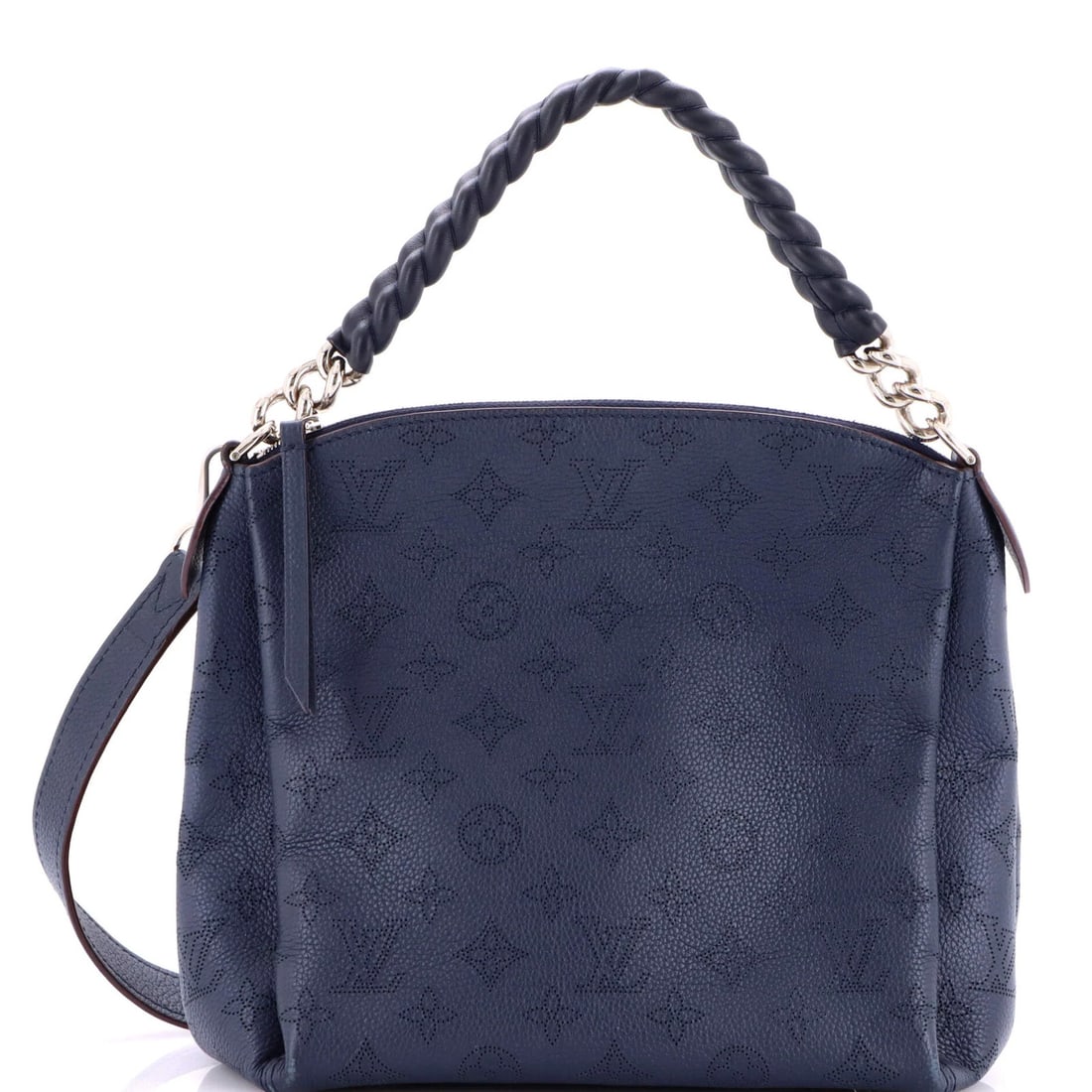 Louis Vuitton Babylone Handbag in Mahina Leather: Louis Vuitton Babylone Handbag in Mahina Leather The Louis Vuitton Babylone Handbag in Mahina Leather is a stunning blue hobo with a classic, timeless design. With its signature monogram pattern and