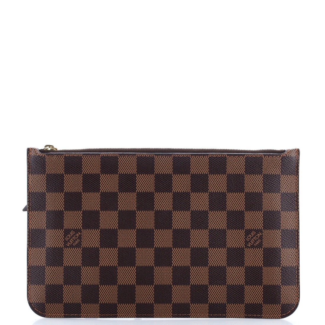 Louis Vuitton Neverfull Pochette in Large Damier: Louis Vuitton Neverfull Pochette in Large Damier A timeless and stylish addition to any handbag collection, the Louis Vuitton Neverfull Pochette in Large Damier boasts classic design with modern