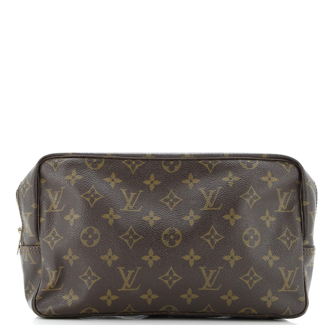 Louis Vuitton Monogram Canvas Trousse Toiletry Pouch - 28: Louis Vuitton Monogram Canvas Trousse Toiletry Pouch - 28 A stylish and functional Louis Vuitton Trousse Toiletry Pouch in rich brown canvas, adorned with the iconic monogram pattern. This spacious