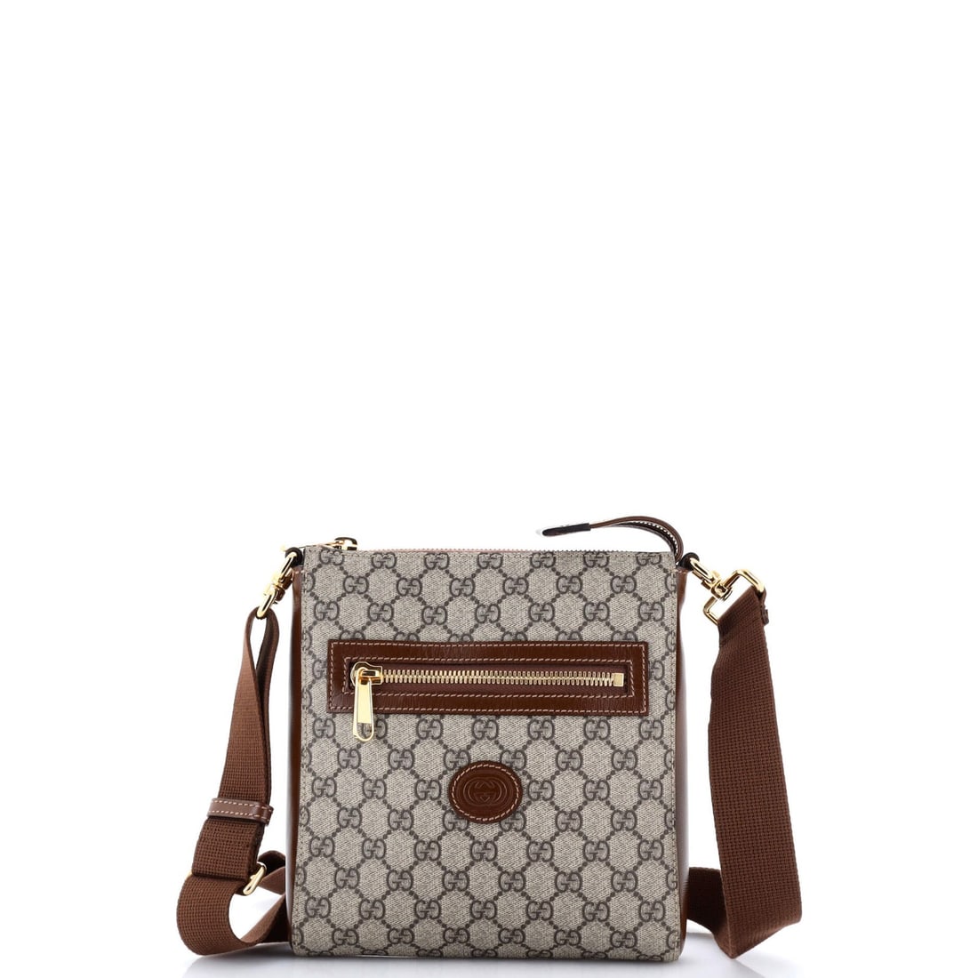 Gucci Interlocking G Patch Zip Messenger Bag in Small GG Coated Canvas (1 of 5)
