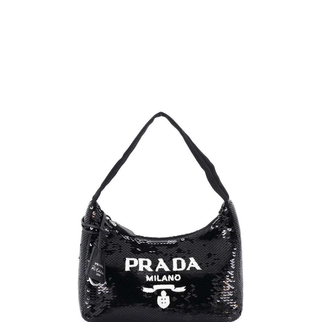 Mini Prada Re-Edition 2000 Hobo Sequins: Mini Prada Re-Edition 2000 Hobo Sequins Add some sparkle to your wardrobe with the iconic Mini Prada Re-Edition 2000 Hobo Sequins, a miniature version of the coveted 2000s design. This sequined mini b