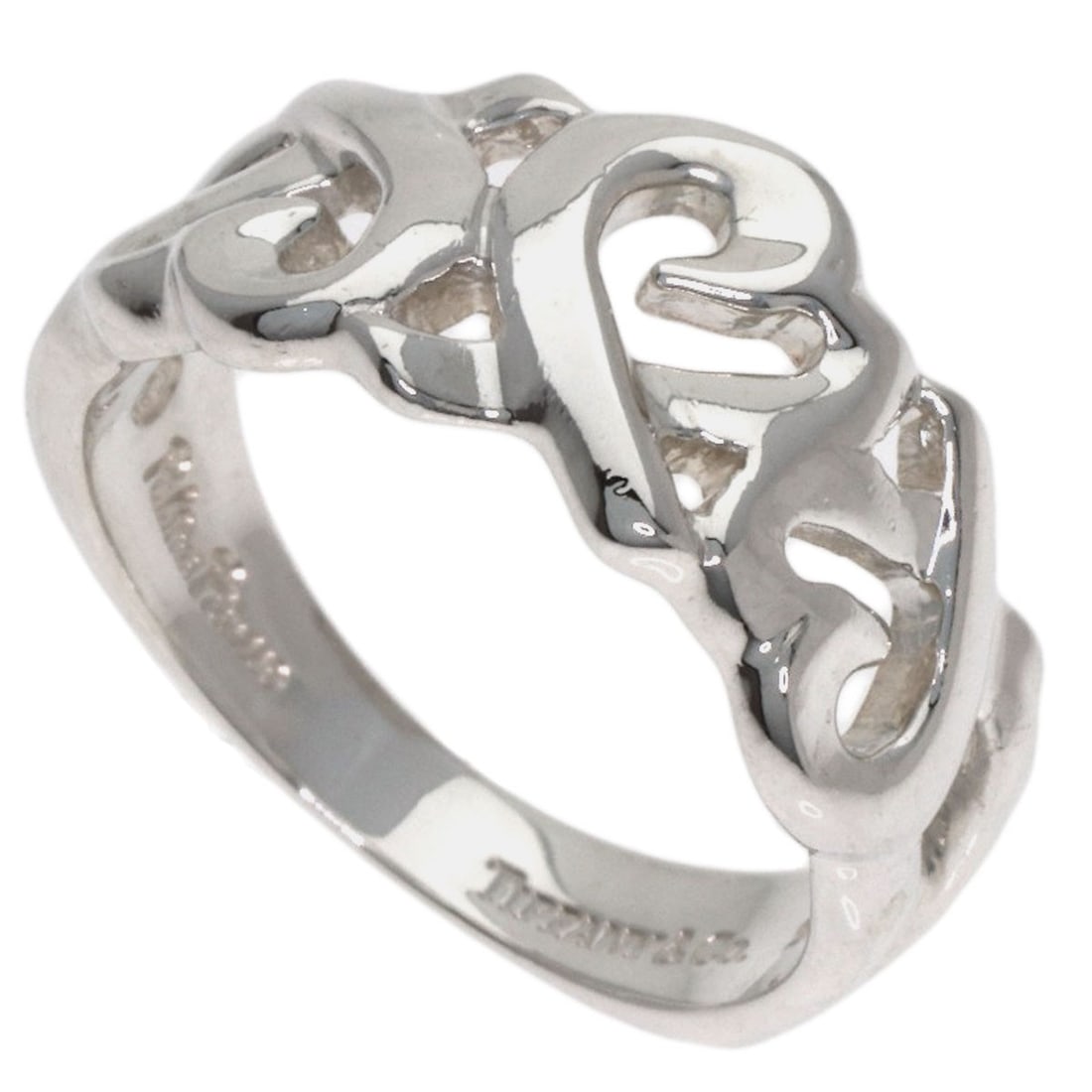 Silver TIFFANY&Co. Triple rubbing heart Ring: Silver TIFFANY&Co. Triple rubbing heart Ring A stunning silver Tiffany&Co. triple rubbing heart ring, crafted with exceptional attention to detail and timeless elegance. This beautifully designed