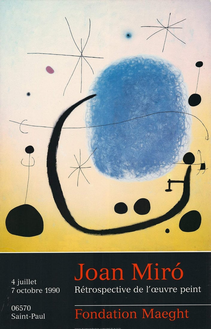 1990 JOAN MIRO Or De L'Azur 1967 28.75" x 18.5" Offset Lithograph: 1990 JOAN MIRO Or De L'Azur 1967 28.75" x 18.5" Offset Lithograph A stunning offset lithograph by Joan Miro, Or De L'Azur (1967) is a rare opportunity to own a piece of modern art history. Measuring