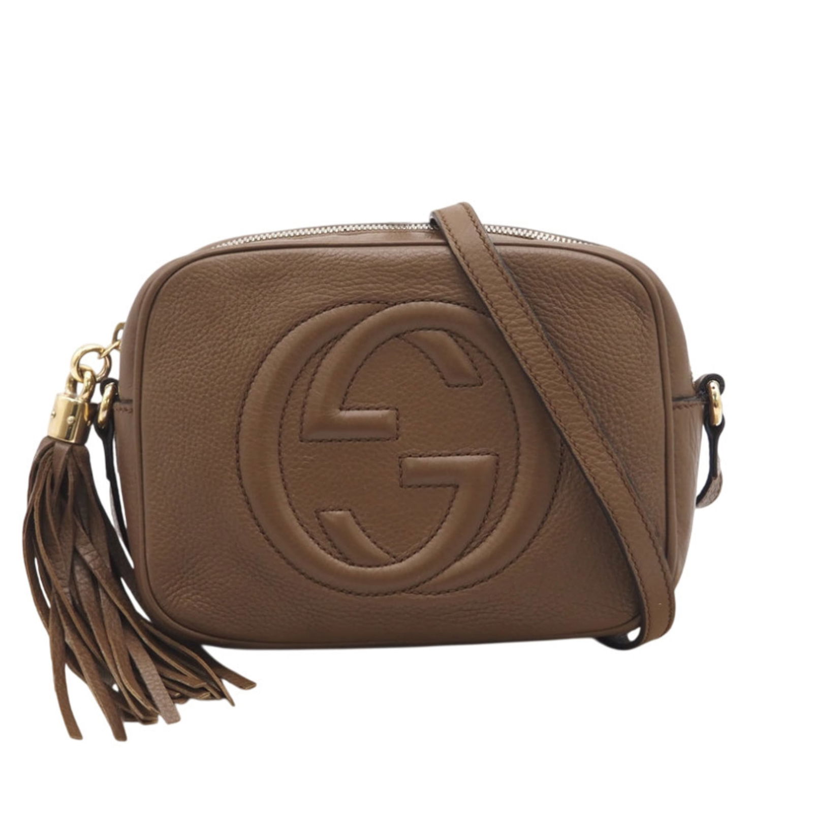 Gucci Leather Shoulder Bag: Gucci Leather Shoulder Bag A timeless Gucci leather shoulder bag in rich brown, boasting classic design and premium quality that exudes sophistication and elegance. With its spacious interior and
