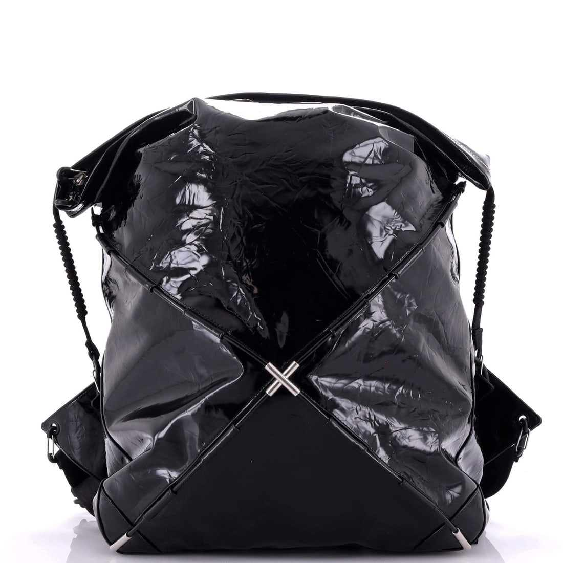 Bottega Veneta Leather Tent Backpack: Bottega Veneta Leather Tent Backpack The Bottega Veneta Leather Tent Backpack is a timeless and sophisticated travel companion, boasting premium leather exterior with minor creases and scuffs that