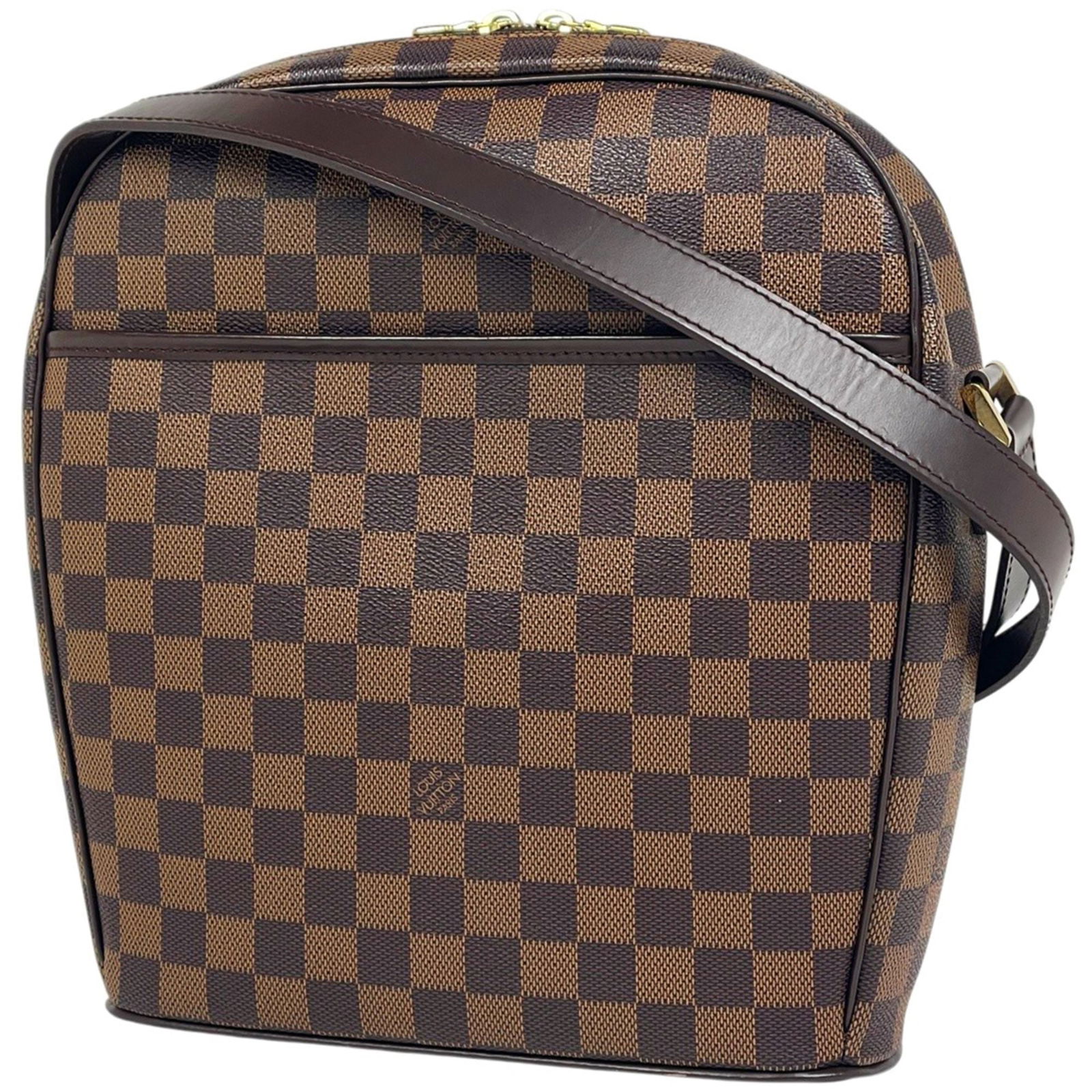 Bag Louis Vuitton Shoulder: Bag Louis Vuitton Shoulder A pre-owned Louis Vuitton shoulder bag in rich brown Damier Canvas, boasting the iconic LV monogram pattern. With its classic design and timeless style, this bag is perfect