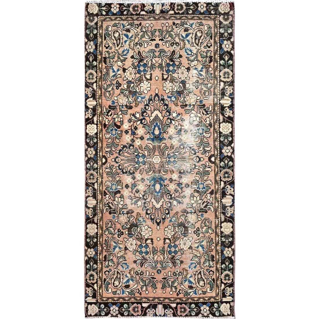 Rug 3'2"x6'7" Brown Semi Antique Zoroastrian Lilahan Wool Wide Runner: Rug 3'2"x6'7" Brown Semi Antique Zoroastrian Lilahan Wool Wide Runner Experience the rich cultural heritage of Turkey with this stunning, hand-knotted Zoroastrian Lilahan wool runner from 1960.