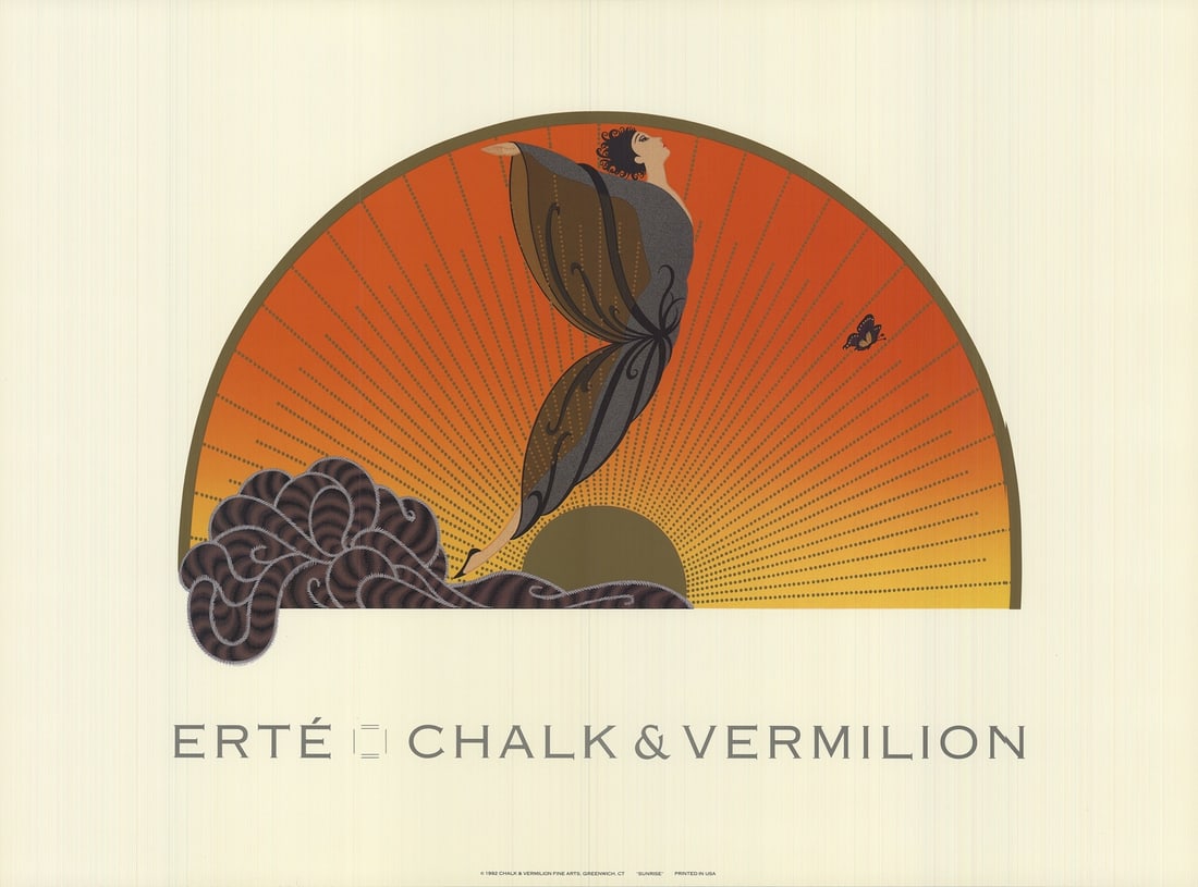 Gray ERTE Sunrise 14.75" x 20" Poster 1992 Art Deco Multicolor Orange Yellow: Gray ERTE Sunrise 14.75" x 20" Poster 1992 Art Deco Multicolor Orange Yellow A stunning 1992 Art Deco masterpiece by renowned artist Erte, the Gray ERTE Sunrise poster boasts vibrant multicolor hues
