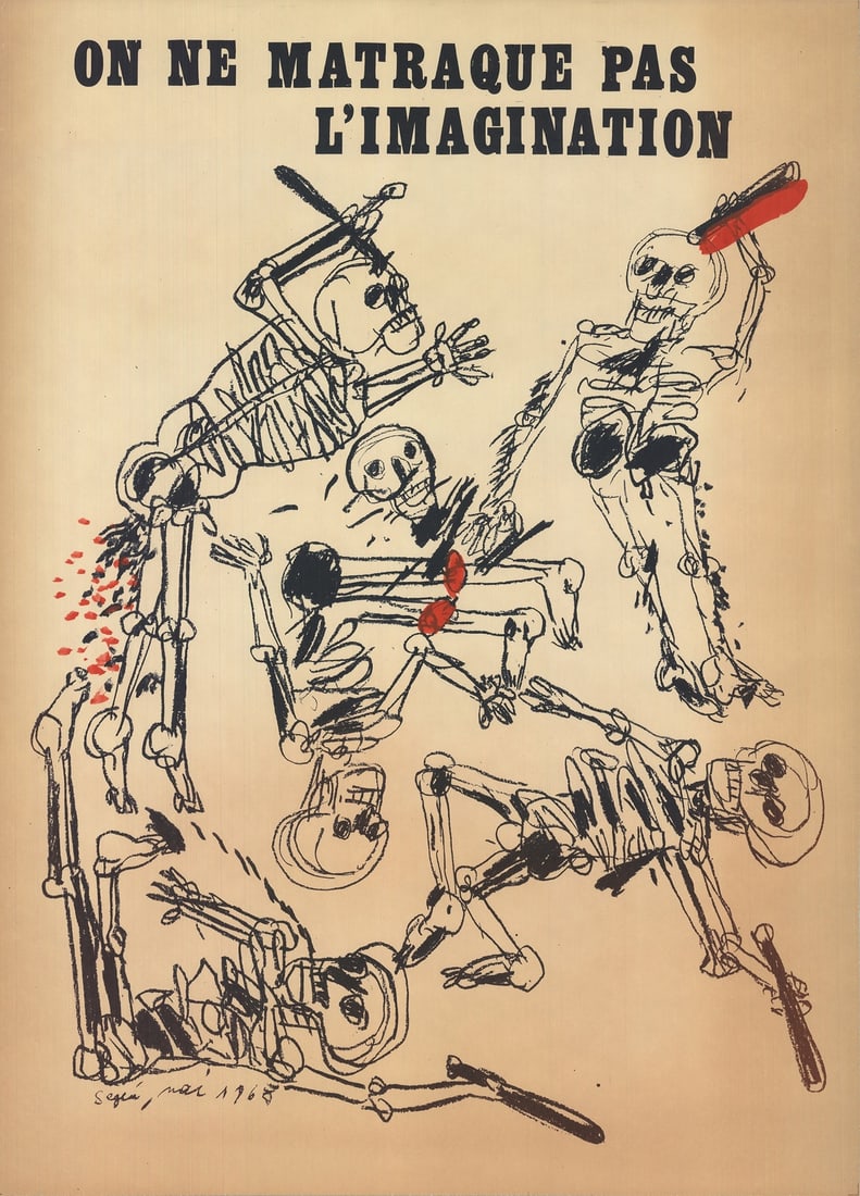 M ANTONIO SEGUI On Ne Matraque Pas L'Imagination 25.5" x 19.75" Mixed Media 1968 (1 of 4)