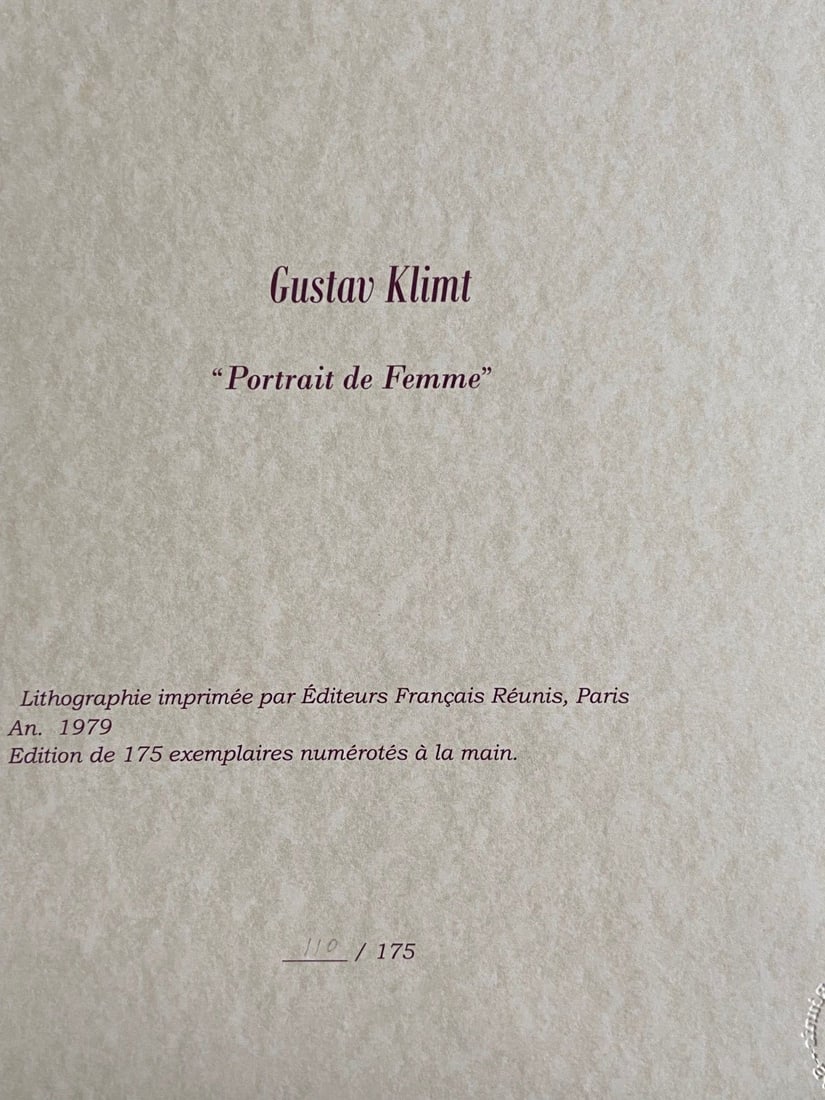 Numbered Gustav Klimt Lithograph - 9