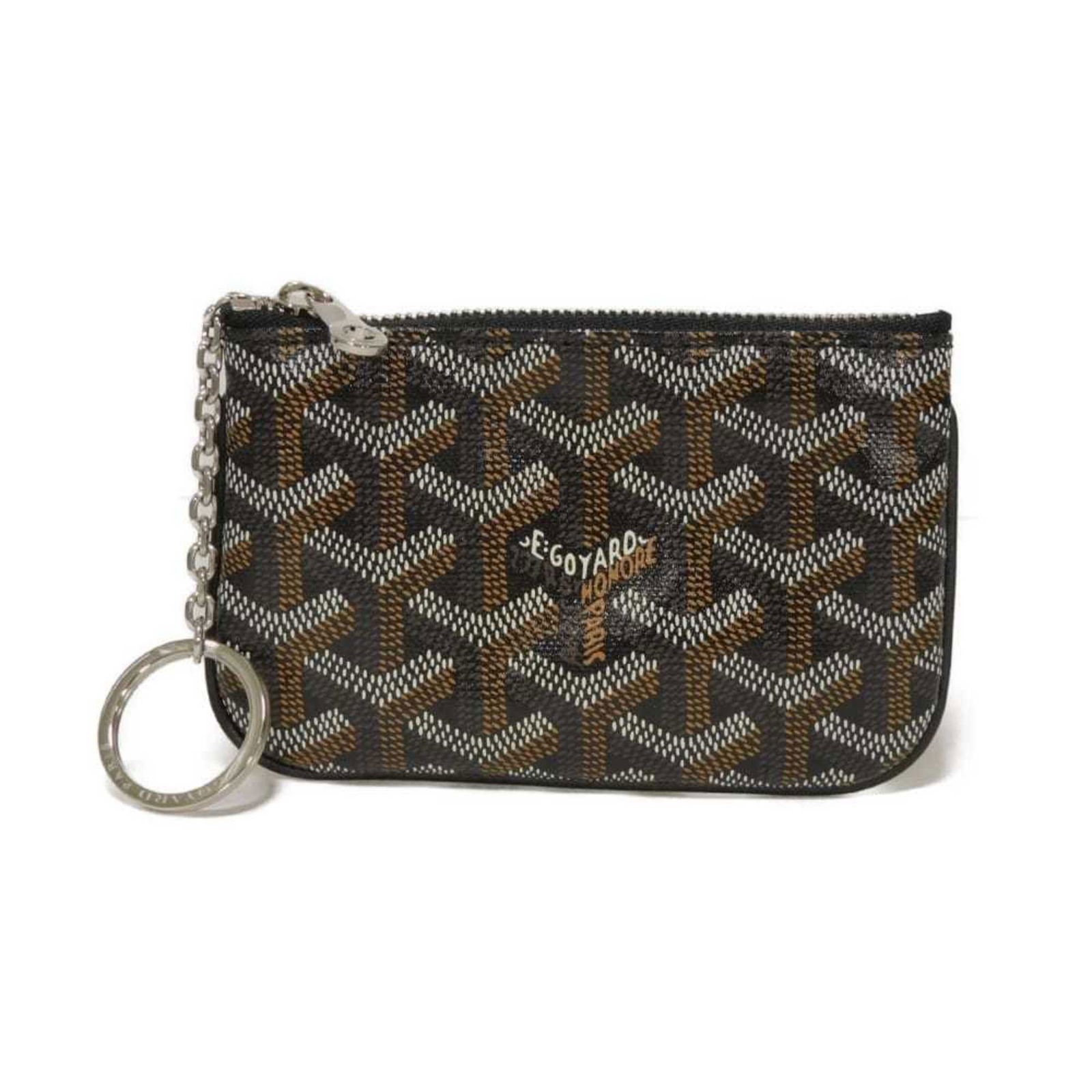 Goyard Coin Purse - Coated Canvas: Goyard Coin Purse - Coated Canvas A sleek and versatile Goyard coin purse, crafted from durable coated canvas, boasts a chic black finish and secure zipper closure. With an inner pocket for keys and