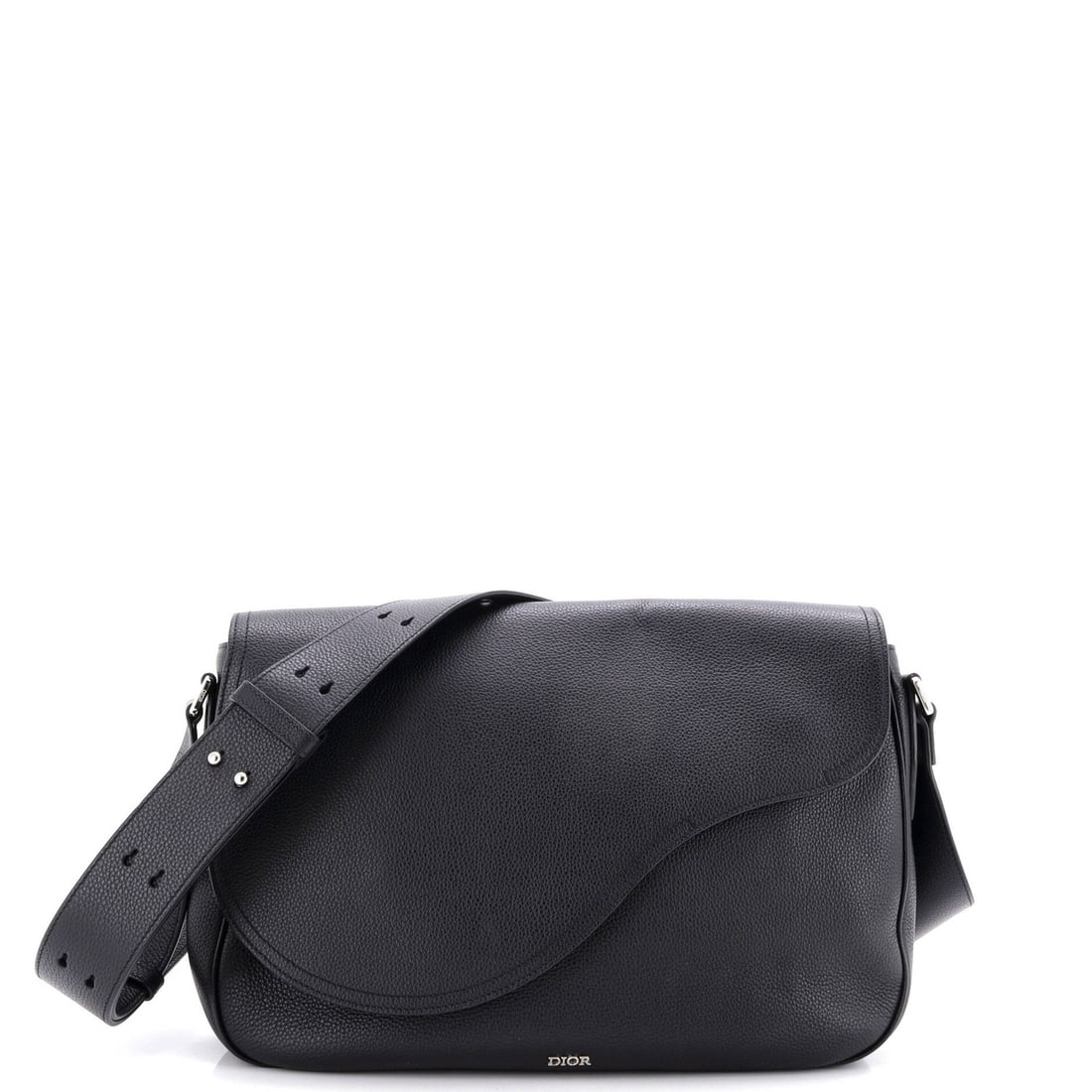 Christian Dior Saddle Flap Messenger Bag in Medium Leather: Christian Dior Saddle Flap Messenger Bag in Medium Leather The Christian Dior Saddle Flap Messenger Bag is a timeless and sophisticated accessory that exudes elegance with its sleek black leather