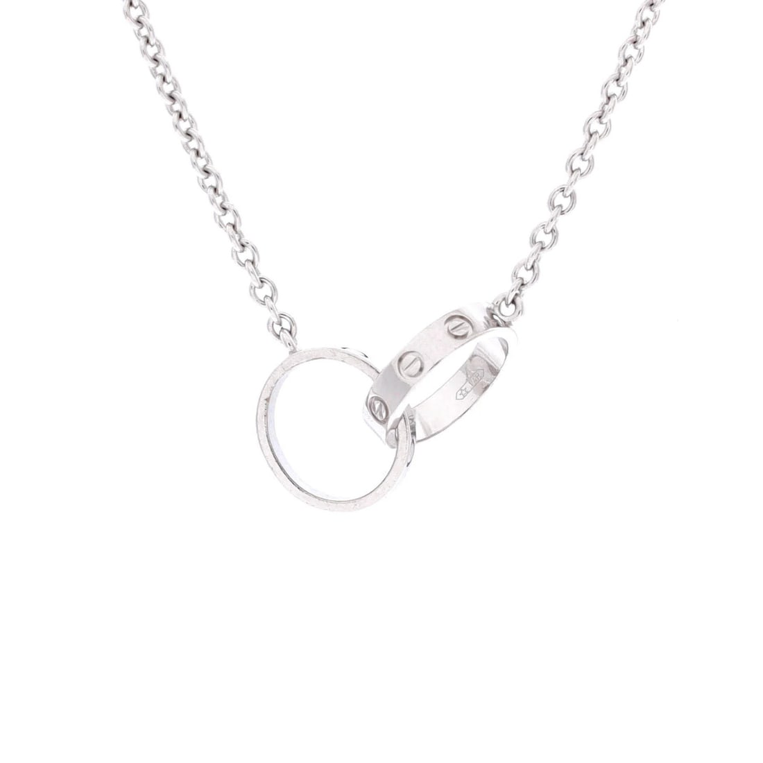 Cartier Love Interlocking 18k White Gold Necklace: Cartier Love Interlocking 18k White Gold Necklace A stunning Cartier Love Interlocking 18k white gold necklace, boasting the iconic interlocking hearts design that has become synonymous with luxury an