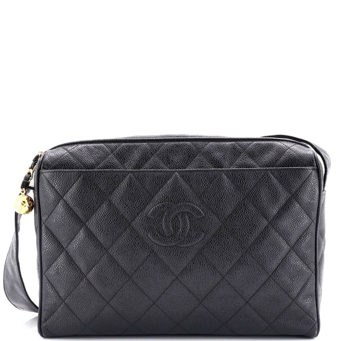 Chanel Vintage Diamond CC Quilted Caviar Large Shoulder Bag: Chanel Vintage Diamond CC Quilted Caviar Large Shoulder Bag A true vintage gem, the Chanel Diamond CC Quilted Caviar Large Shoulder Bag boasts timeless elegance with its classic quilted design, gold h