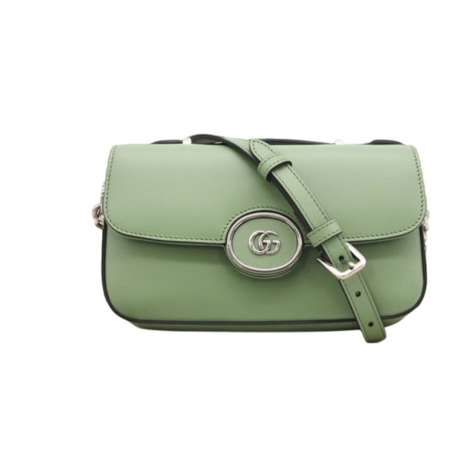 Gucci Leather Shoulder Bag: Gucci Leather Shoulder Bag A stunning Gucci leather shoulder bag in vibrant green, featuring impeccable craftsmanship and timeless design. With its classic shape and premium material, this bag exudes
