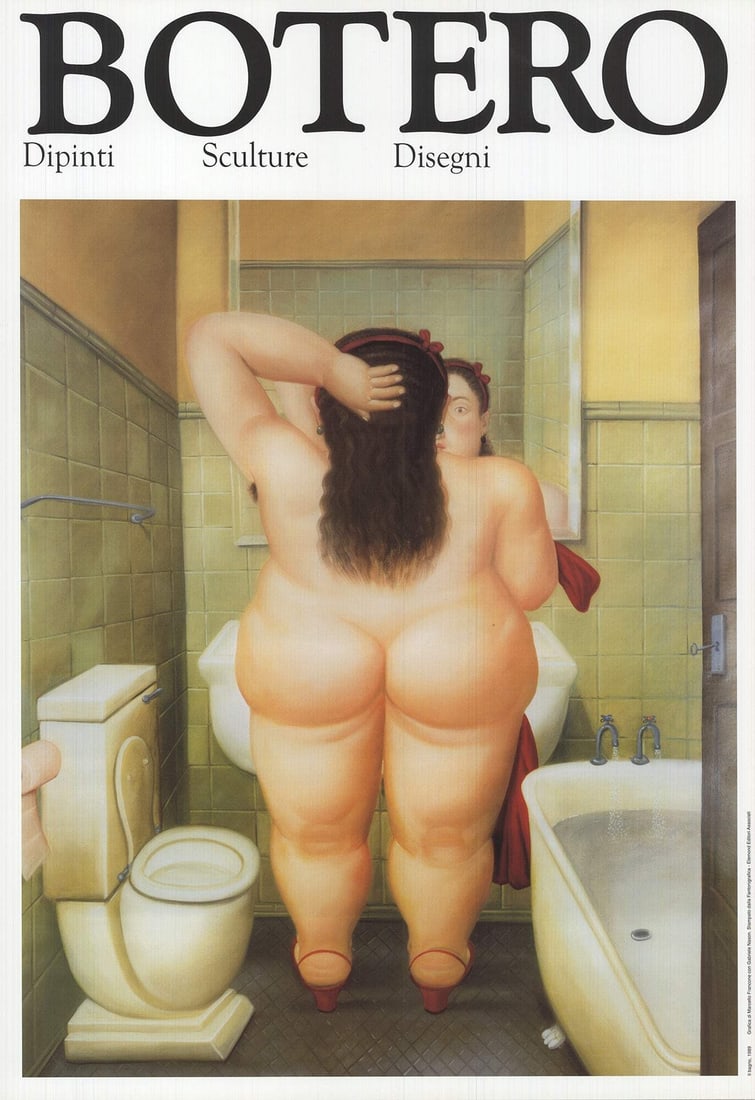 Ye FERNANDO BOTERO The Bath 19.5" x 13.5" Poster 1991 Contemporary Brown White: Ye FERNANDO BOTERO The Bath 19.5" x 13.5" Poster 1991 Contemporary Brown White Experience the iconic style of Fernando Botero with 'The Bath', a striking 1991 offset lithograph poster measuring 19.5"