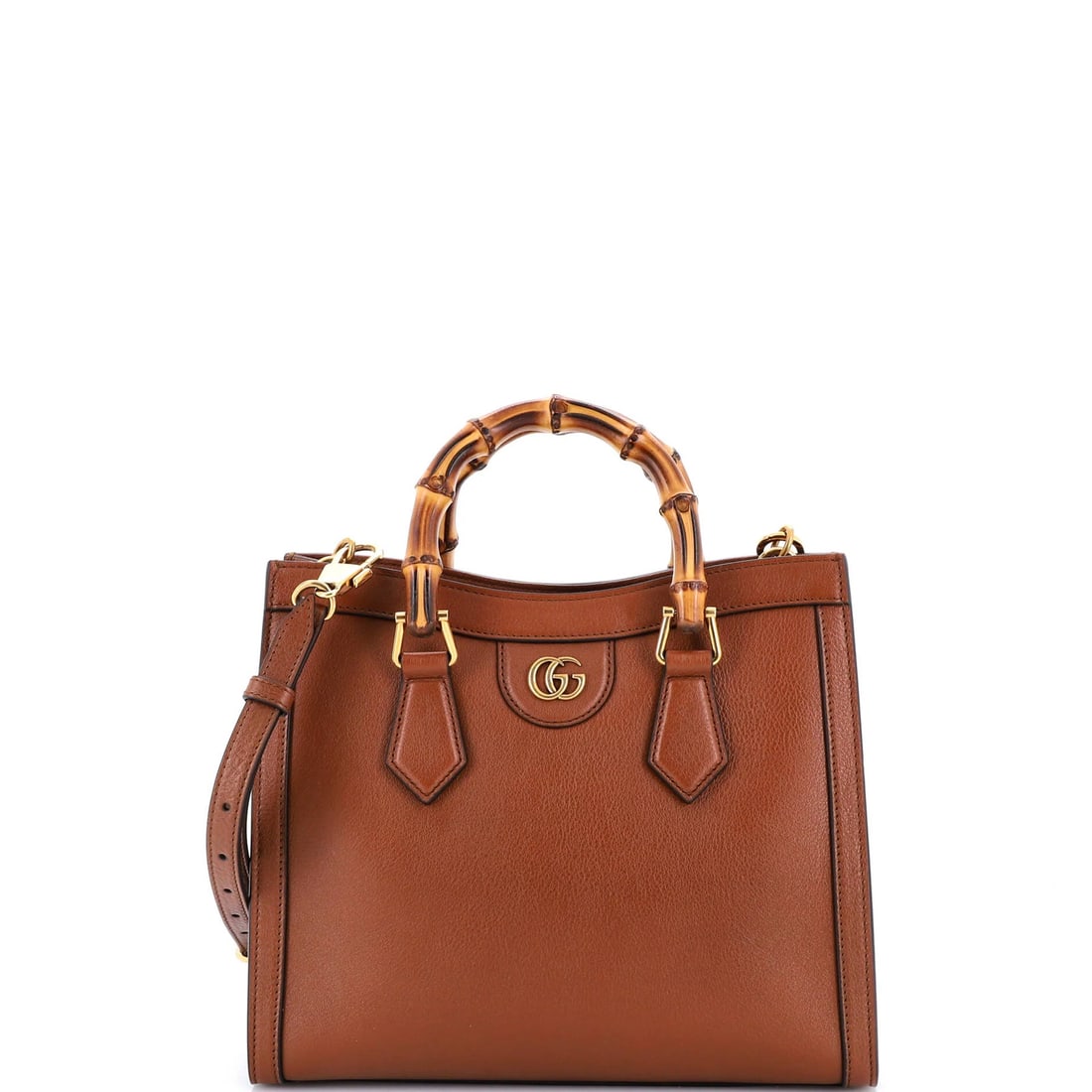 Gucci Diana Small Bamboo Handle Leather Tote: Gucci Diana Small Bamboo Handle Leather Tote Elevate your everyday style with the iconic Gucci Diana Small Bamboo Handle Leather Tote, boasting a timeless brown leather exterior and neutral