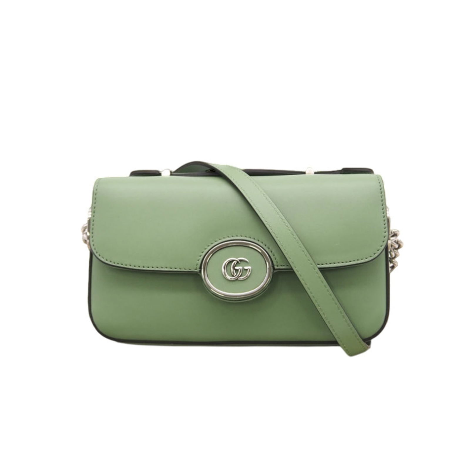 Gucci Leather Shoulder Bag: Gucci Leather Shoulder Bag A stylish and versatile Gucci leather shoulder bag, this green beauty boasts classic Italian design with premium quality leather construction. With its spacious interior