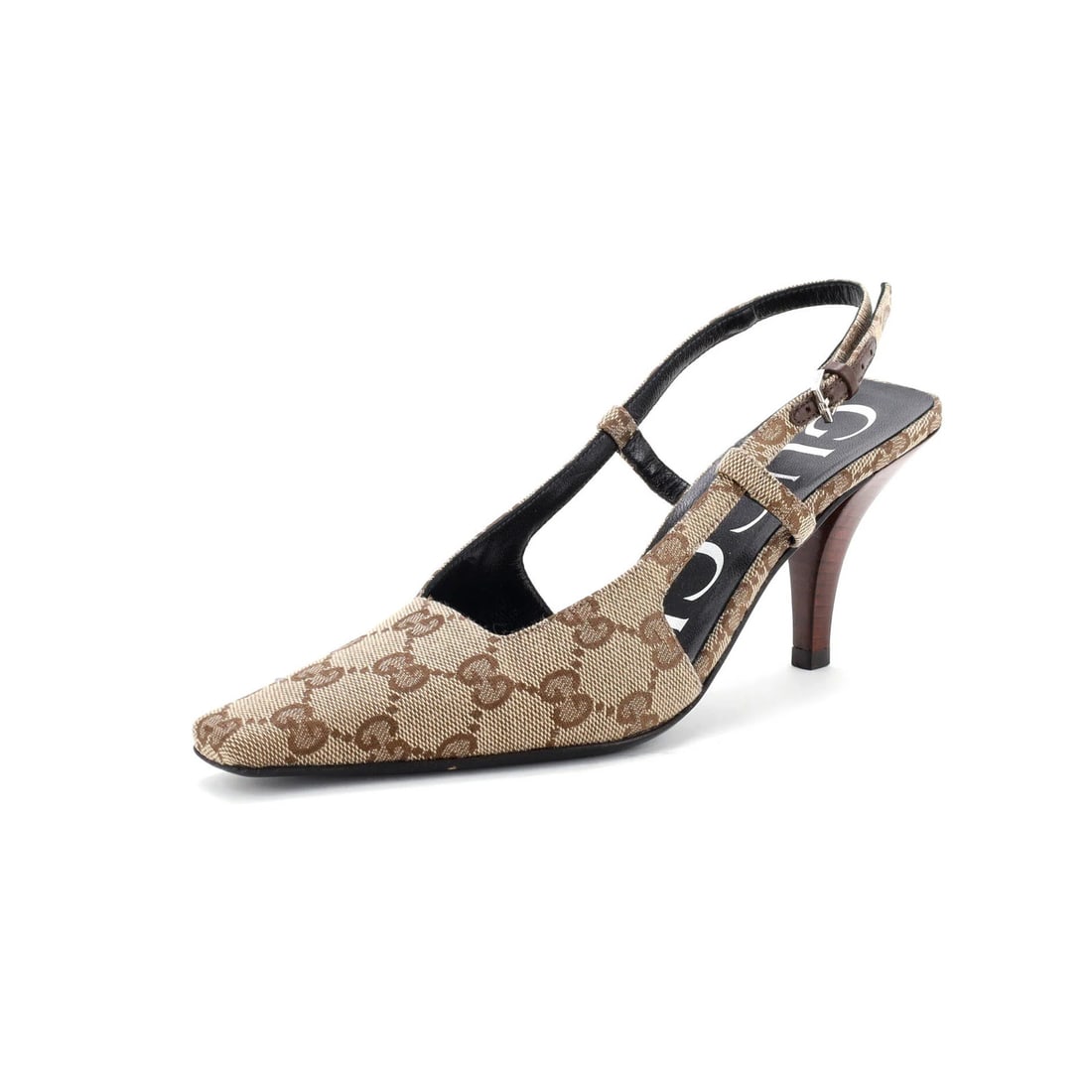 Gucci Women's Aria Slingback Pumps in GG Canvas (1 of 6)