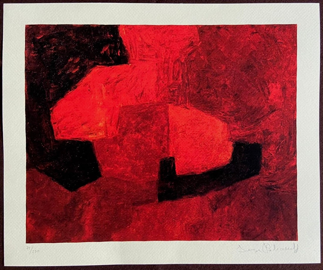 250ex Serge Poliakoff Lithograph: 250ex Serge Poliakoff Lithograph A rare opportunity to own a piece of modern art history, this 250ex lithograph by Serge Poliakoff is a stunning example of abstract composition. Signed on the slab and