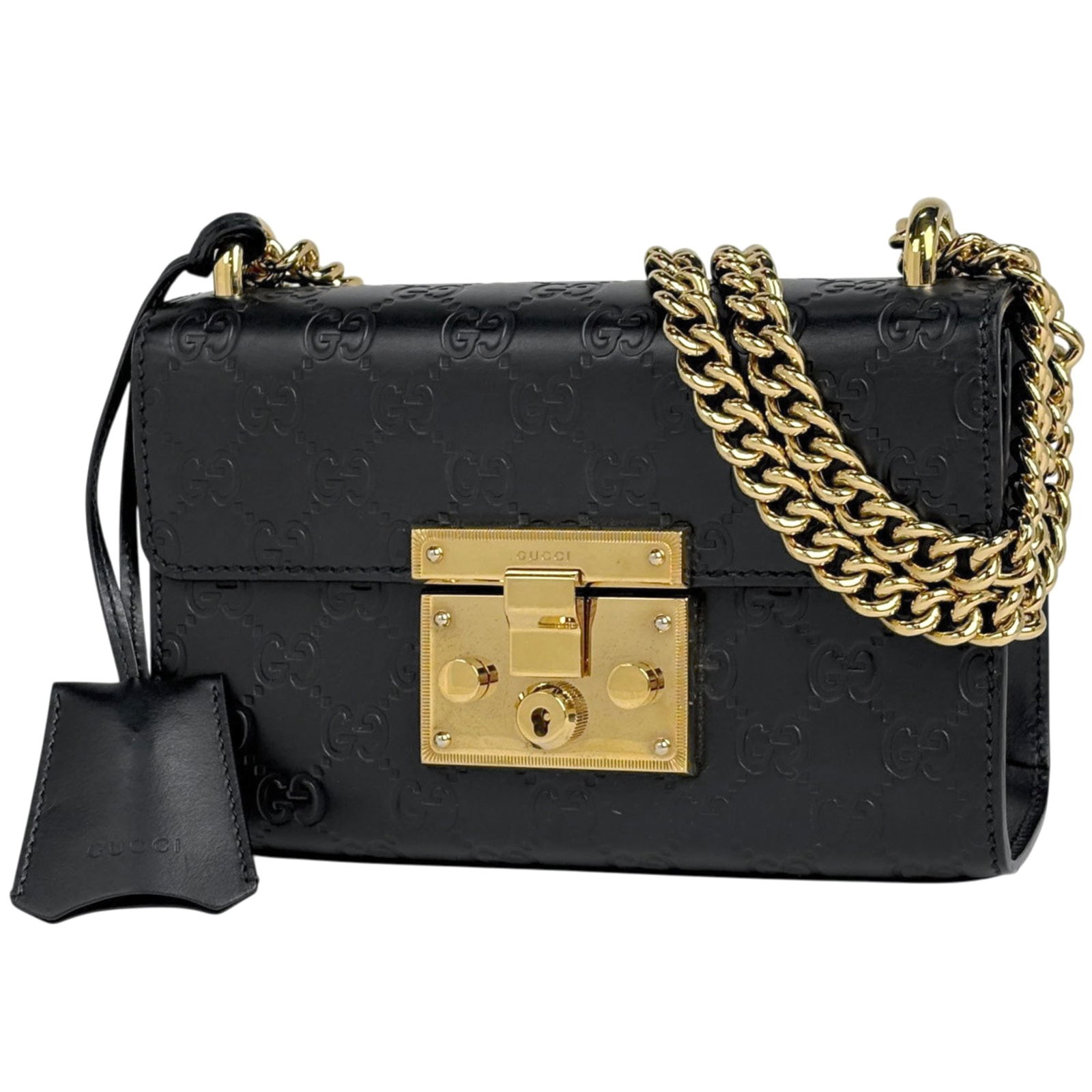 Gucci Leather Shoulder Bag: Gucci Leather Shoulder Bag A sleek and sophisticated Gucci leather shoulder bag, perfect for adding a touch of luxury to your daily routine. With its classic design, black leather exterior, and