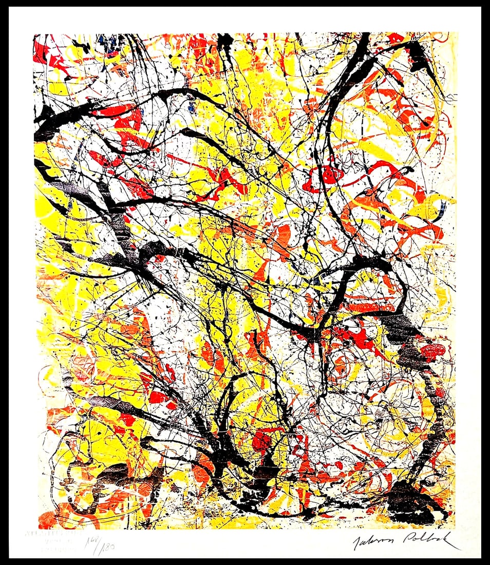 Edition Jackson Pollock Action Painting Numbered Limited: Edition Jackson Pollock Action Painting Numbered Limited A rare opportunity to own a piece of modern art history, this 1978 edition Jackson Pollock action painting is a stunning example of the artist'