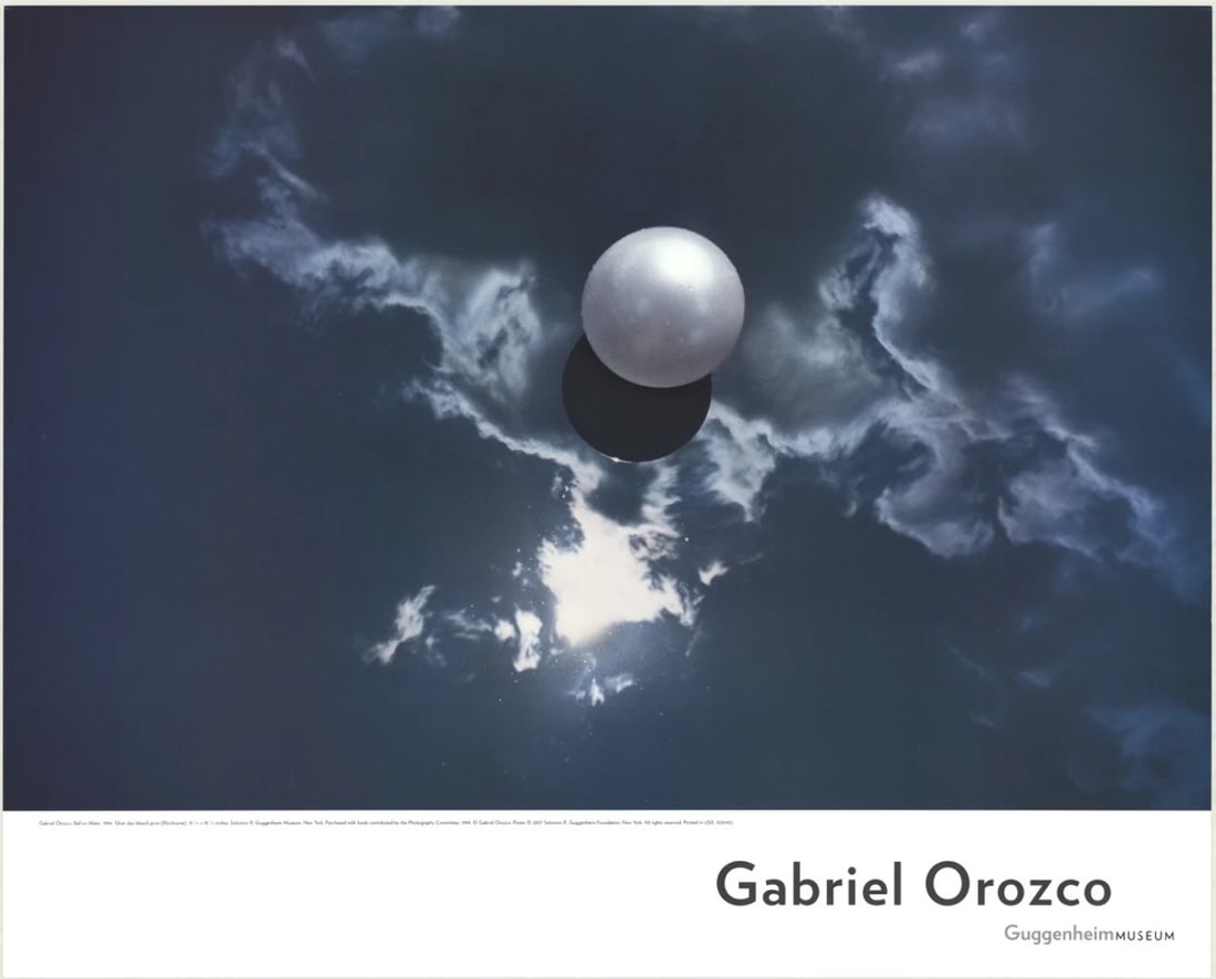White GABRIEL OROZCO Ball on Water 27.25" x 34" Poster 2007 Contemporary Blue (1 of 1)