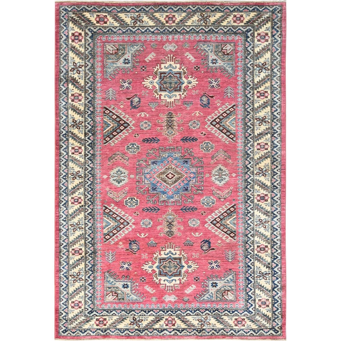 Rug 6'x8'9" Taffy Pink Natural Wool Hand Knotted Afghan Super Kazak (1 of 12)