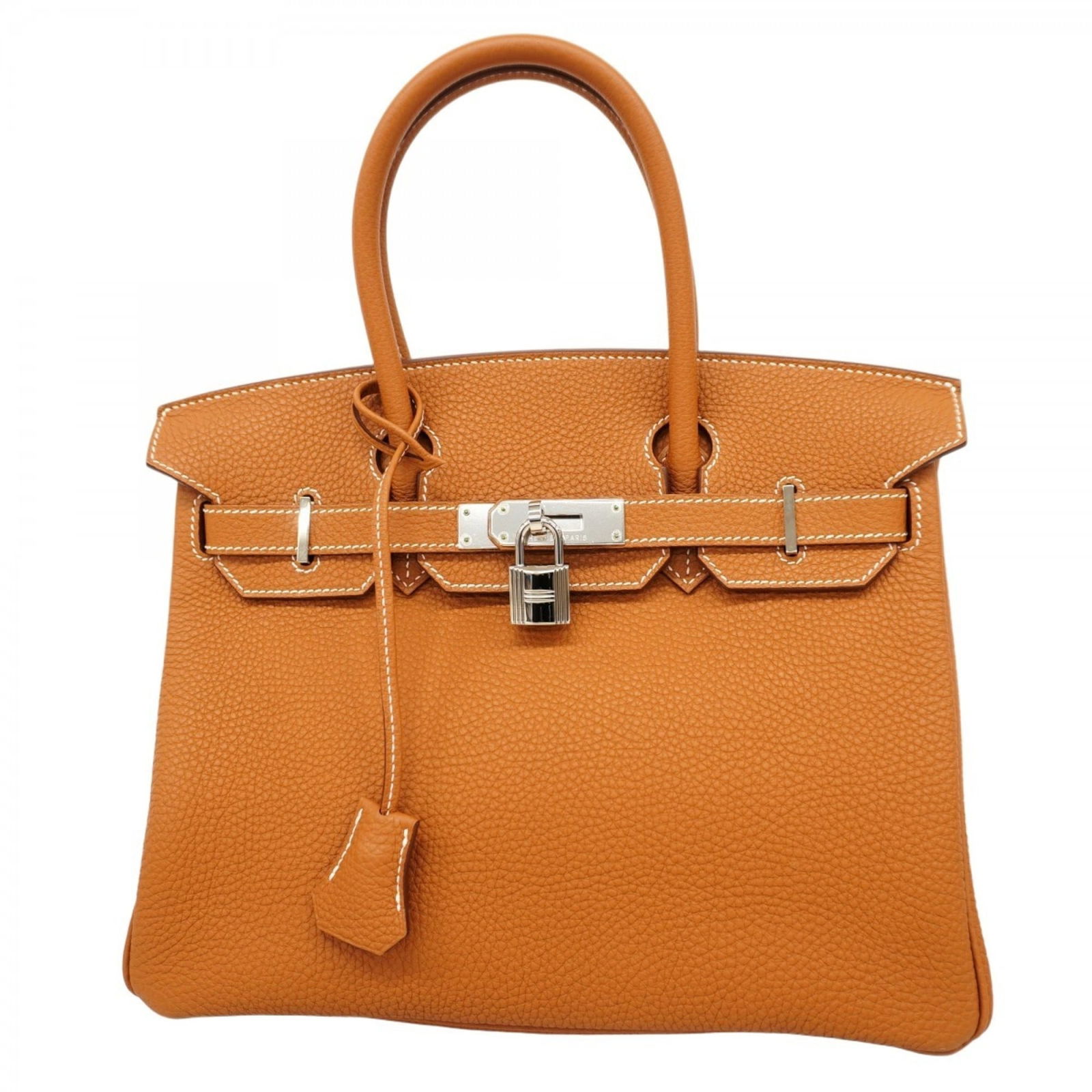 Leather Hermes Handbag Togo: Leather Hermes Handbag Togo A luxurious Togo leather handbag from the iconic French fashion house Hermes, boasting sleek gold hardware and a sophisticated silver finish. With its classic design and