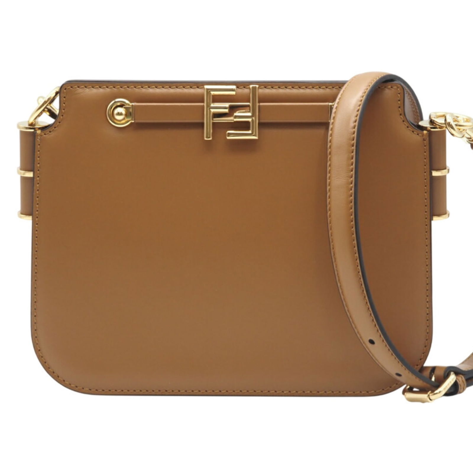 Fendi Shoulder Bag in Leather: Fendi Shoulder Bag in Leather A timeless Fendi shoulder bag in rich beige leather, perfect for adding an air of sophistication to any outfit. With its classic design and substantial size, this bag is
