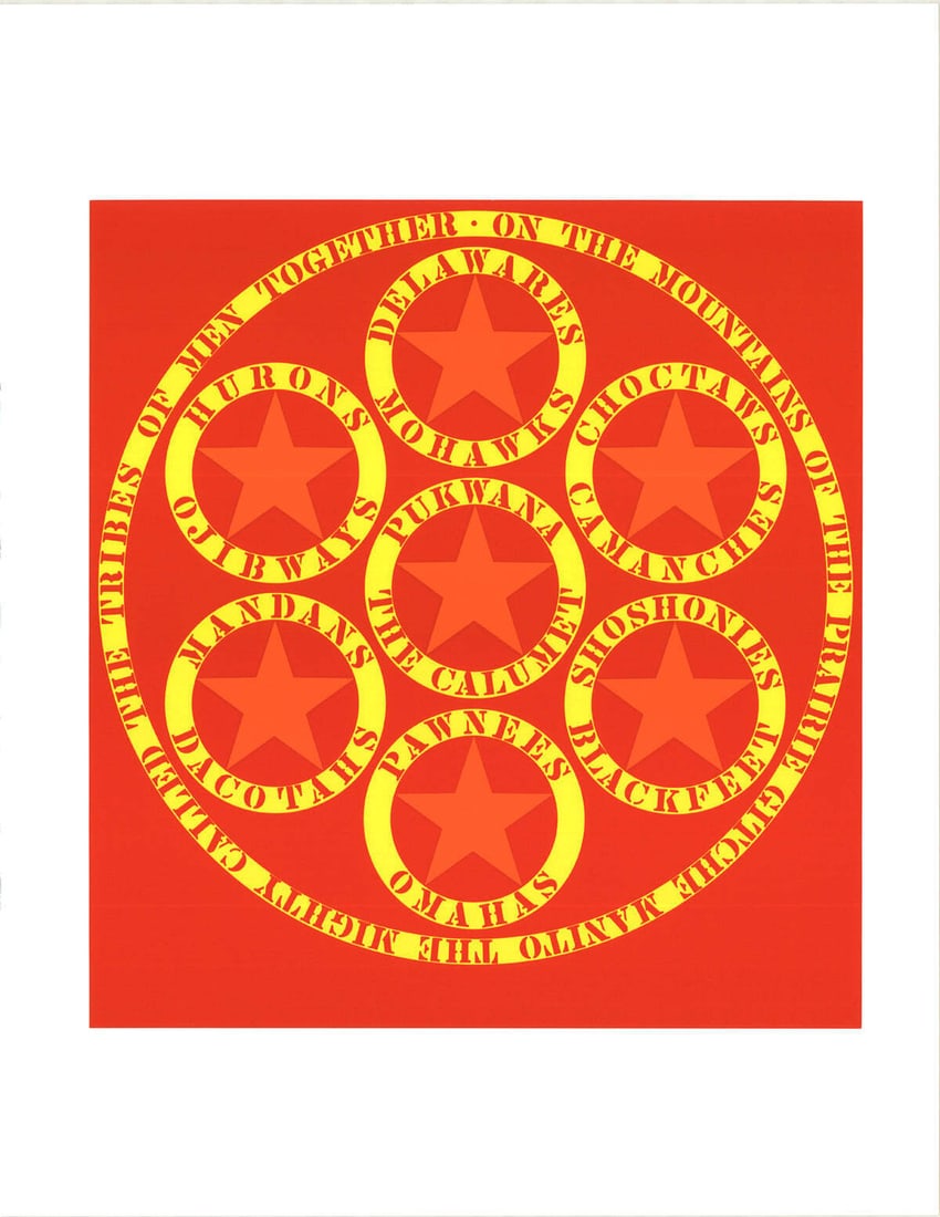 Nativ ROBERT INDIANA The Calumet 22" x 17" Serigraph 1997 Pop Art Orange Yellow: Nativ ROBERT INDIANA The Calumet 22" x 17" Serigraph 1997 Pop Art Orange Yellow A vibrant example of Robert Indiana's iconic Pop Art style, The Calumet serigraph from 1997 boasts bold orange and