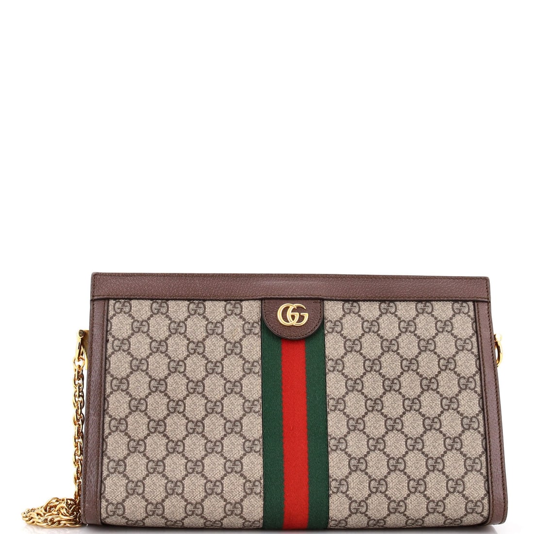Gucci Ophidia Chain Shoulder Bag - Medium GG Coated Canvas: Gucci Ophidia Chain Shoulder Bag - Medium GG Coated Canvas Experience the timeless elegance of Gucci's iconic Ophidia Chain Shoulder Bag, boasting a medium size and GG Coated Canvas exterior that