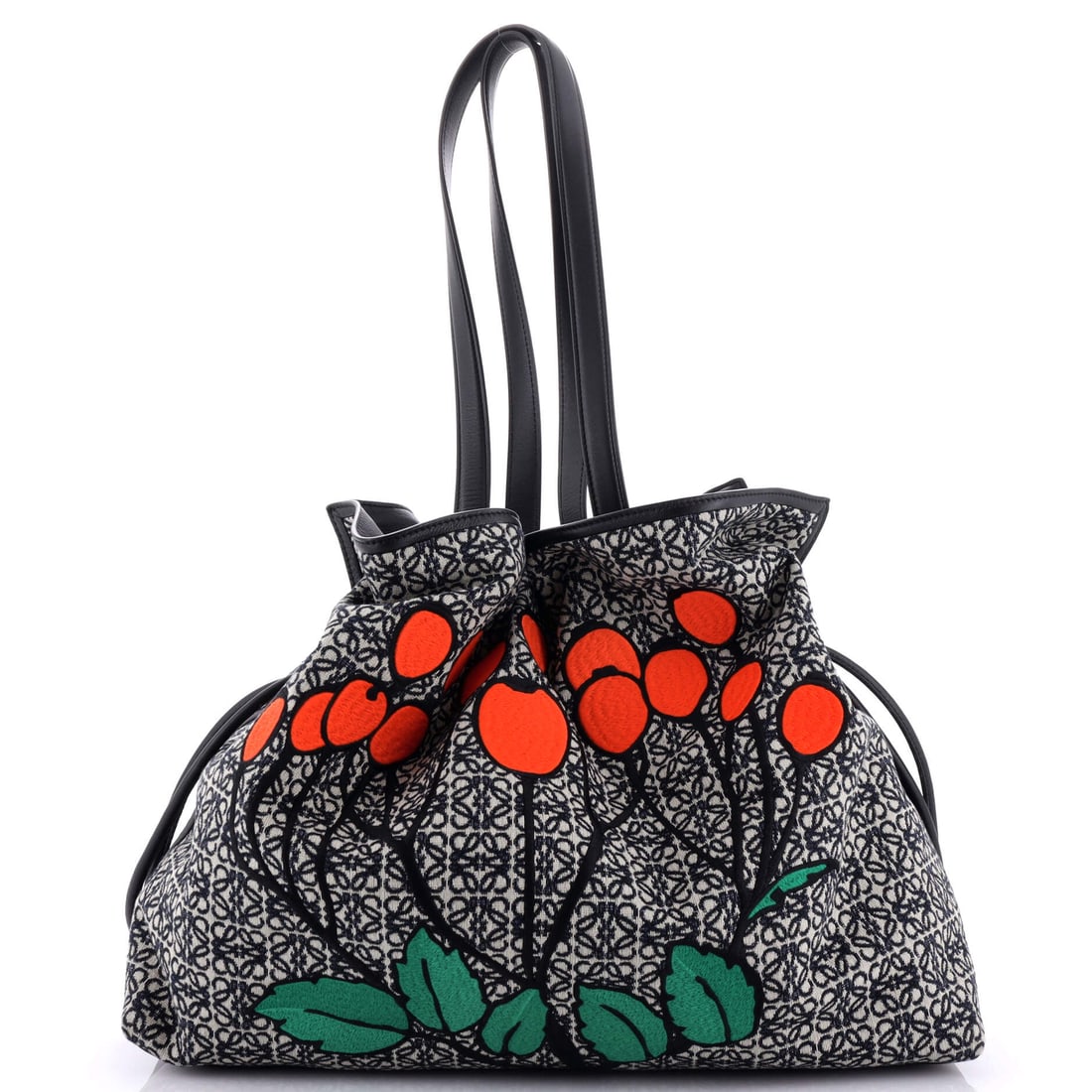 Loewe Flamenco Knot Embroidered Anagram Jacquard Bag (XL): Loewe Flamenco Knot Embroidered Anagram Jacquard Bag (XL) The Loewe Flamenco Knot Embroidered Anagram Jacquard Bag is a stunning XL tote that exudes elegance and sophistication, thanks to its intricat