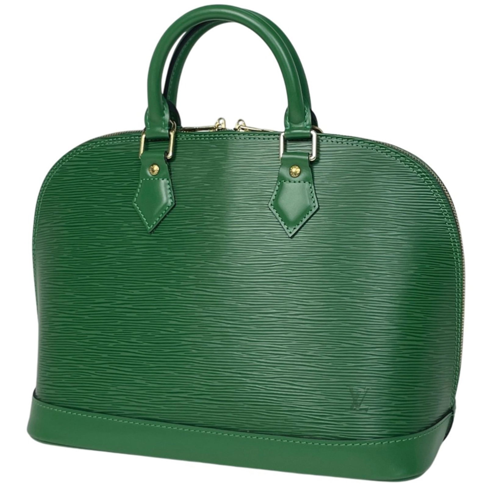 Louis Vuitton Epi Leather Handbag: Louis Vuitton Epi Leather Handbag A stunning Louis Vuitton Epi Leather handbag in Borneo Green, boasting the iconic monogram pattern and premium epi leather construction that exudes luxury and