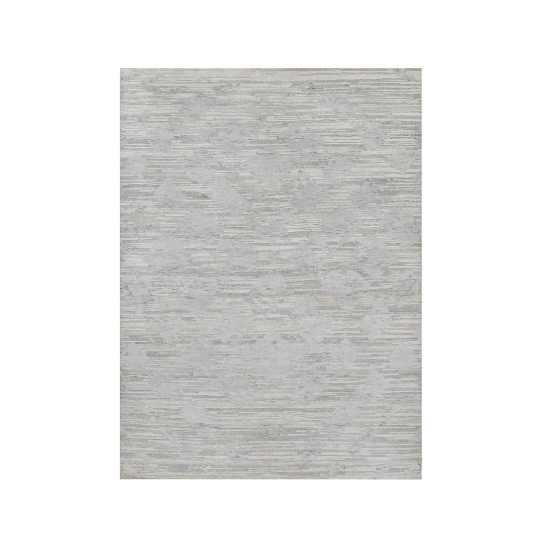 Medium Gray, 4'1"x6', Hand-Knotted Modern Rug (Natural Wool, Undyed): Medium Gray, 4'1"x6', Hand-Knotted Modern Rug (Natural Wool, Undyed) Elevate your space with the understated elegance of our medium gray, hand-knotted modern rug. Crafted from 100% natural wool and