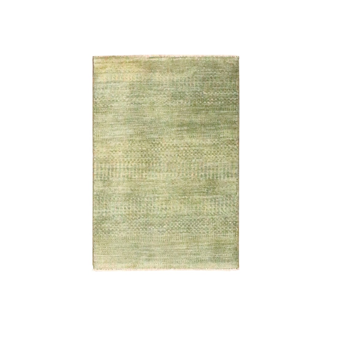 2'x3' Light Brown Grass Design Hand Knotted Tone on Mat Wool Rug: 2'x3' Light Brown Grass Design Hand Knotted Tone on Mat Wool Rug Experience the warmth and elegance of Indian craftsmanship with this stunning 2'x3' light brown grass design hand-knotted wool rug,