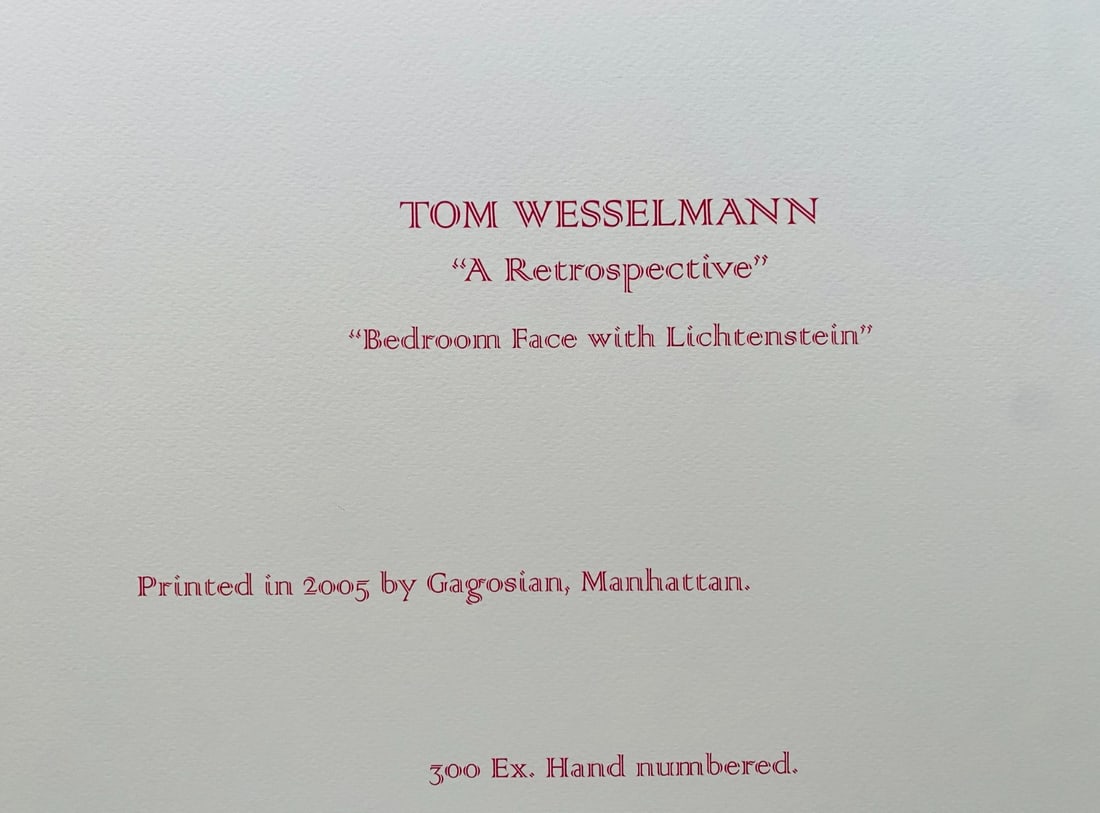 Numbered Tom Wesselmann Lithograph Handmade Op - 9