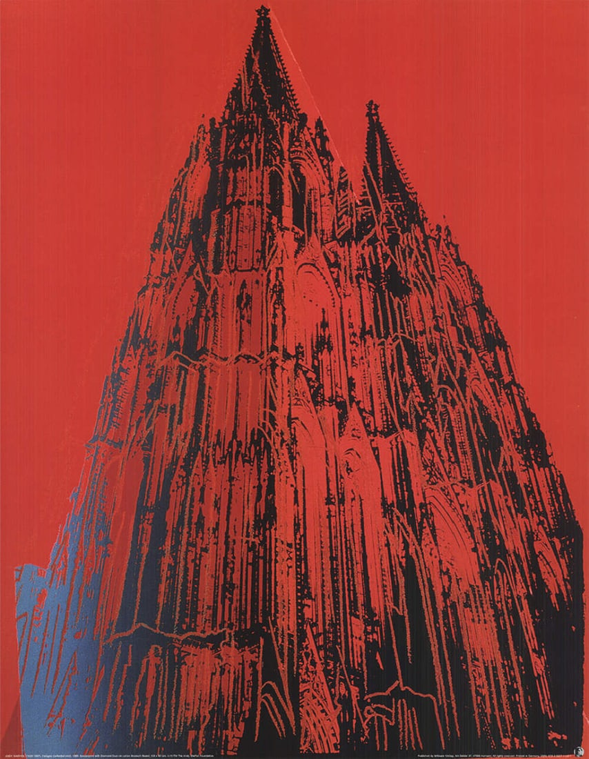 Religion ANDY WARHOL Koln Cathedral 34.5" x 27.5" Poster 1989 Pop Art Red Black: Religion ANDY WARHOL Koln Cathedral 34.5" x 27.5" Poster 1989 Pop Art Red Black A vibrant and iconic Pop Art poster, Andy Warhol's 1989 offset lithograph of Cologne Cathedral is a stunning representat