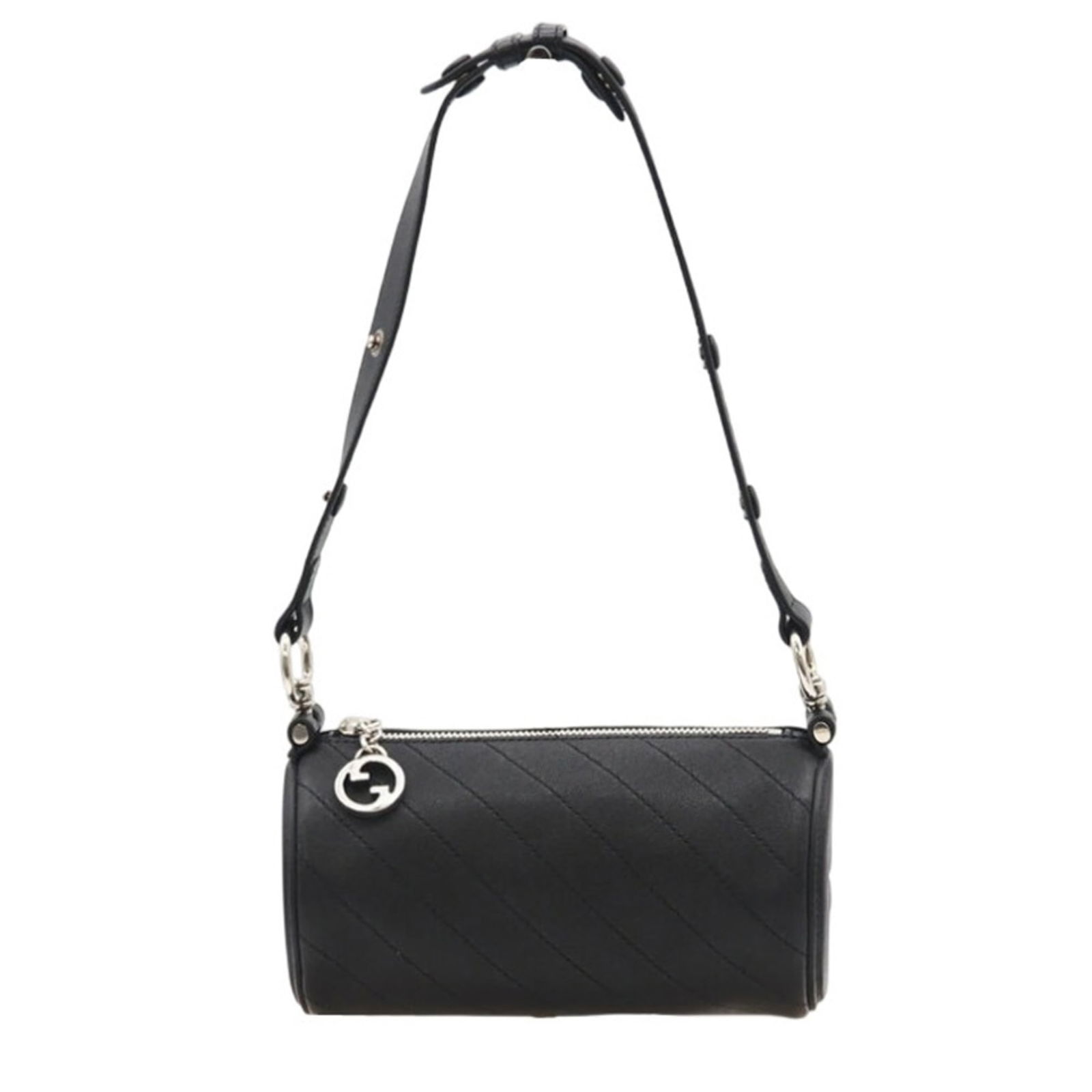 Gucci Leather Shoulder Bag: Gucci Leather Shoulder Bag Elevate your everyday style with this pre-owned Gucci leather shoulder bag, boasting sleek black leather and classic design. With its spacious interior and comfortable