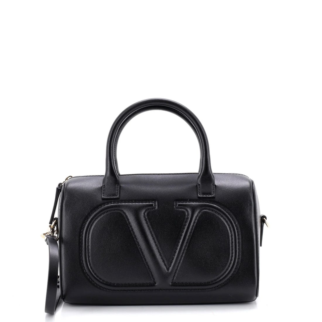 Valentino Garavani VLogo Small Bowler Convertible Leather Walk: Valentino Garavani VLogo Small Bowler Convertible Leather Walk Elevate your style with the iconic Valentino Garavani VLogo Small Bowler Convertible Leather Walk, boasting sleek black leather exterior