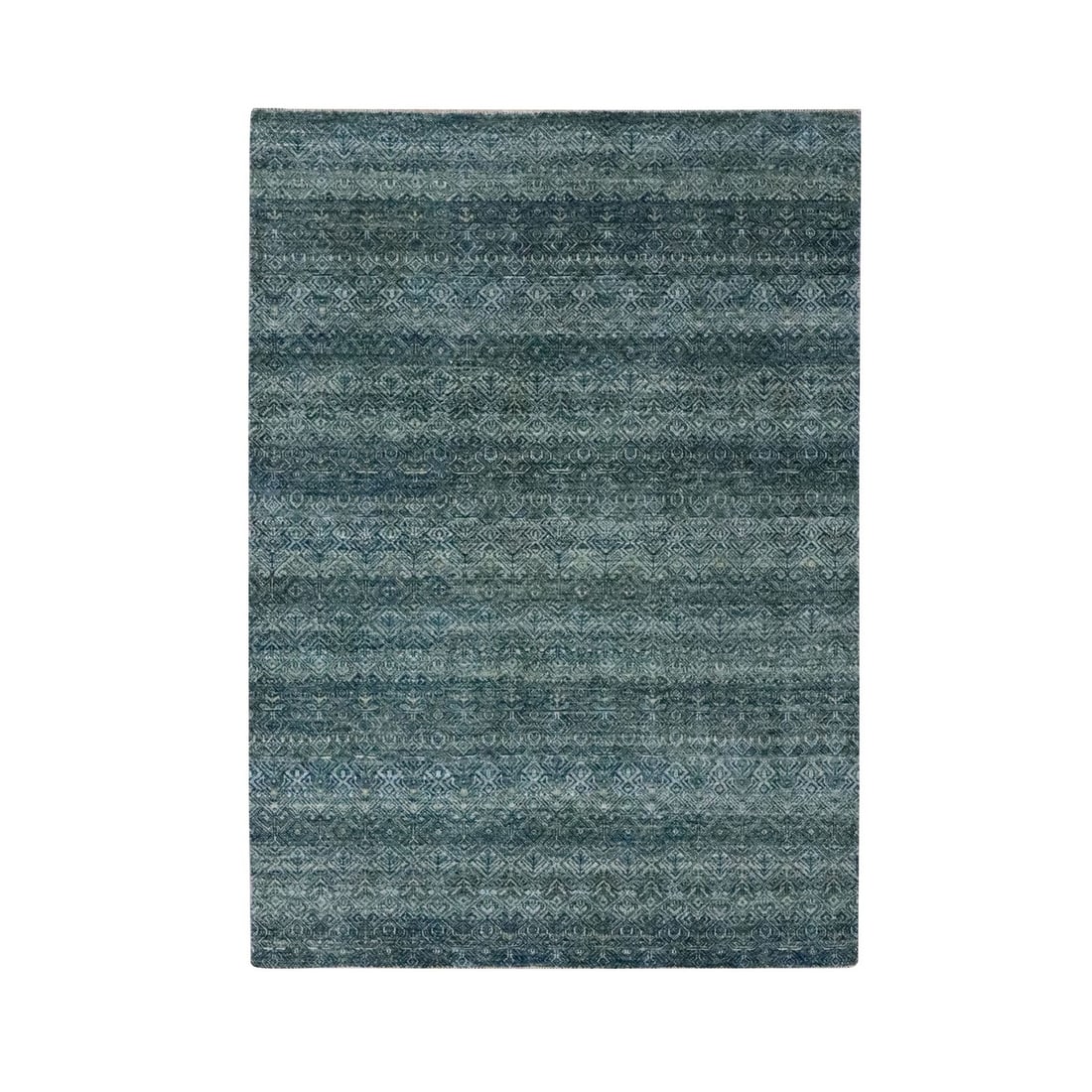 Ocean Blue Kohinoor Herat Pattern Pure Wool Hand-Knotted Rug (5'1"x7'1"): Ocean Blue Kohinoor Herat Pattern Pure Wool Hand-Knotted Rug (5'1"x7'1") Experience the beauty of India's rich cultural heritage in this stunning Ocean Blue Kohinoor Herat Pattern Pure Wool