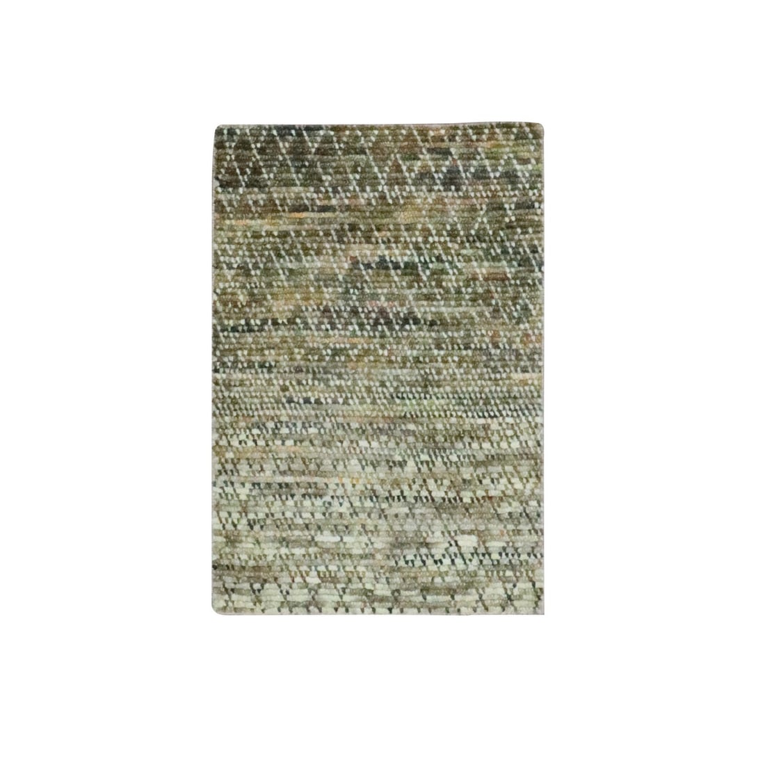 Modern Hand Knotted Mat Rug 2'x3'1" Shades of Brown Grass Design Pure Wool: Modern Hand Knotted Mat Rug 2'x3'1" Shades of Brown Grass Design Pure Wool Experience the warmth and texture of pure wool in this stunning modern hand-knotted mat rug, expertly crafted with a rich sha