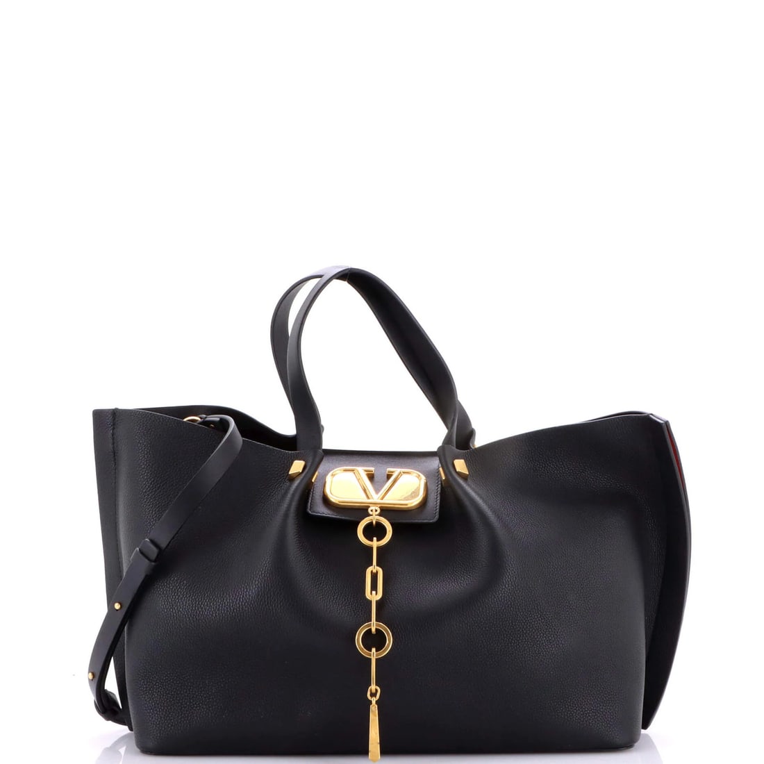 Valentino Garavani VLogo Medium Leather Escape Tote: Valentino Garavani VLogo Medium Leather Escape Tote The Valentino Garavani VLogo Medium Leather Escape Tote is a timeless, sophisticated accessory that exudes luxury and elegance. With its sleek black