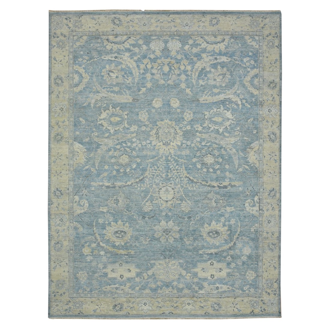 Blue Sickle Leaf Design Wool Hand-Knotted Oriental Rug (8'10"x11'10") (1 of 11)