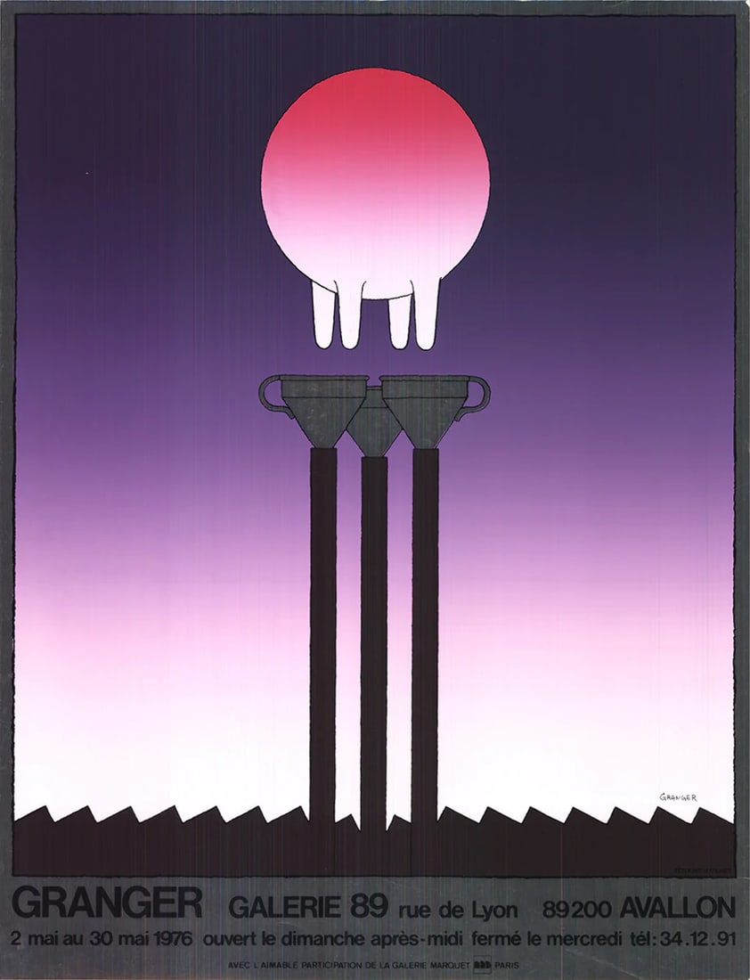 Purple MICHEL GRANGER Galerie 89 25.5" x 19.75" Serigraph 1976 Surrealism: Purple MICHEL GRANGER Galerie 89 25.5" x 19.75" Serigraph 1976 Surrealism A rare opportunity to own a piece of surreal art from the 1970s, Michel Granger's 'Galerie 89' serigraph is a stunning example