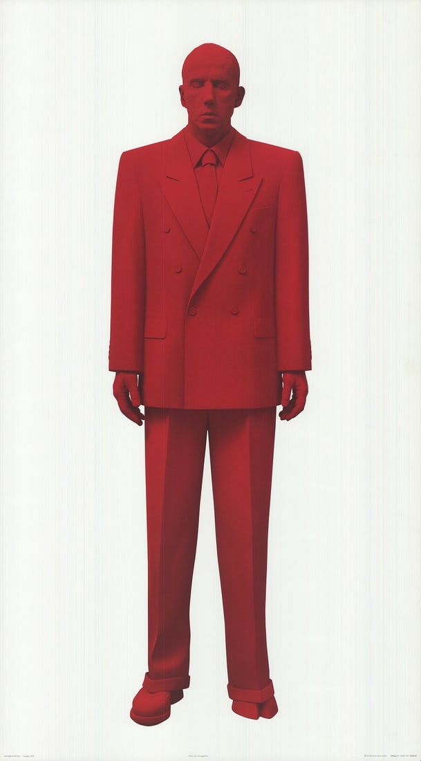 Katharina Fritsch Red Man 2002 Poster (35.5" x 19.5"): Katharina Fritsch Red Man 2002 Poster (35.5" x 19.5") A striking example of Katharina Fritsch's bold and provocative style, the Red Man 2002 poster showcases the artist's signature use of bright