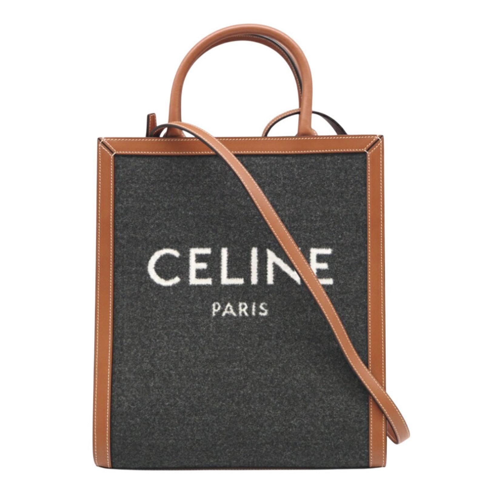 Cotton and Leather Celine Tote Bag: Cotton and Leather Celine Tote Bag Elevate your everyday style with this pre-loved Celine tote bag, crafted from high-quality cotton and rich leather in a timeless gray brown hue. Its classic design