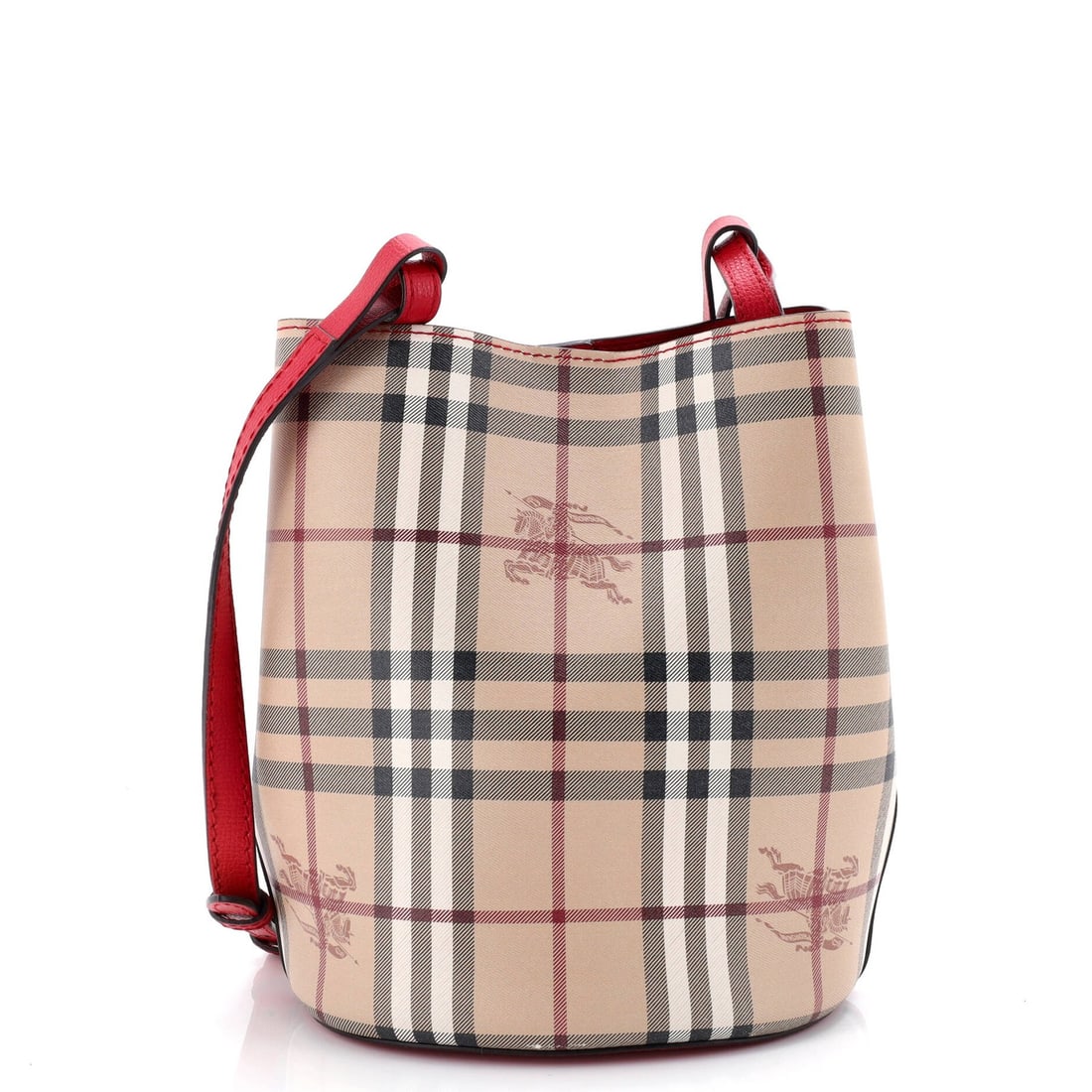Burberry Small Lorne Bucket Bag in Haymarket Coated Canvas: Burberry Small Lorne Bucket Bag in Haymarket Coated Canvas The Burberry Small Lorne Bucket Bag in Haymarket Coated Canvas is a timeless, stylish accessory that exudes classic British sophistication.